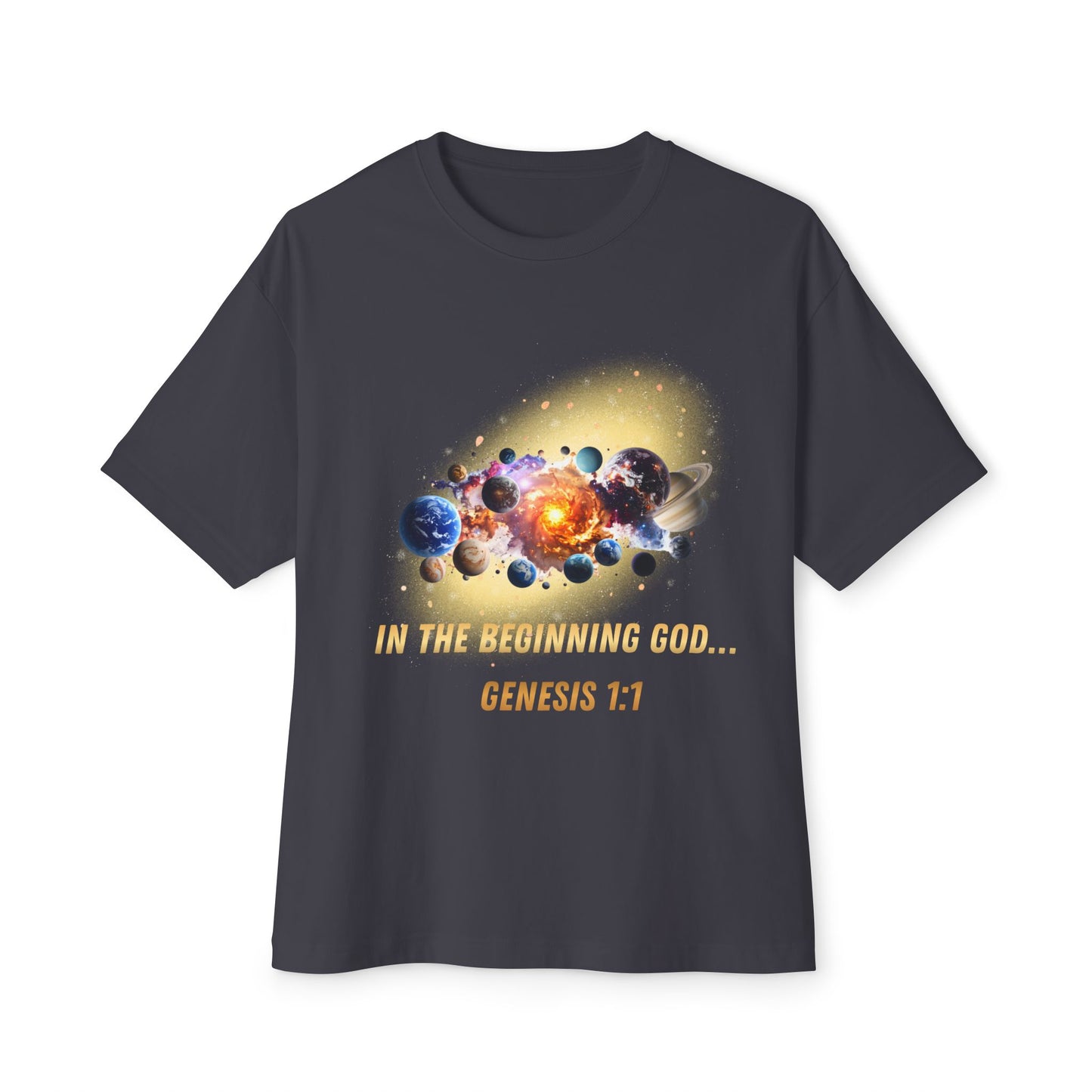 Genesis 1:1 Creation Tee — Cosmic Bible Verse T-Shirt