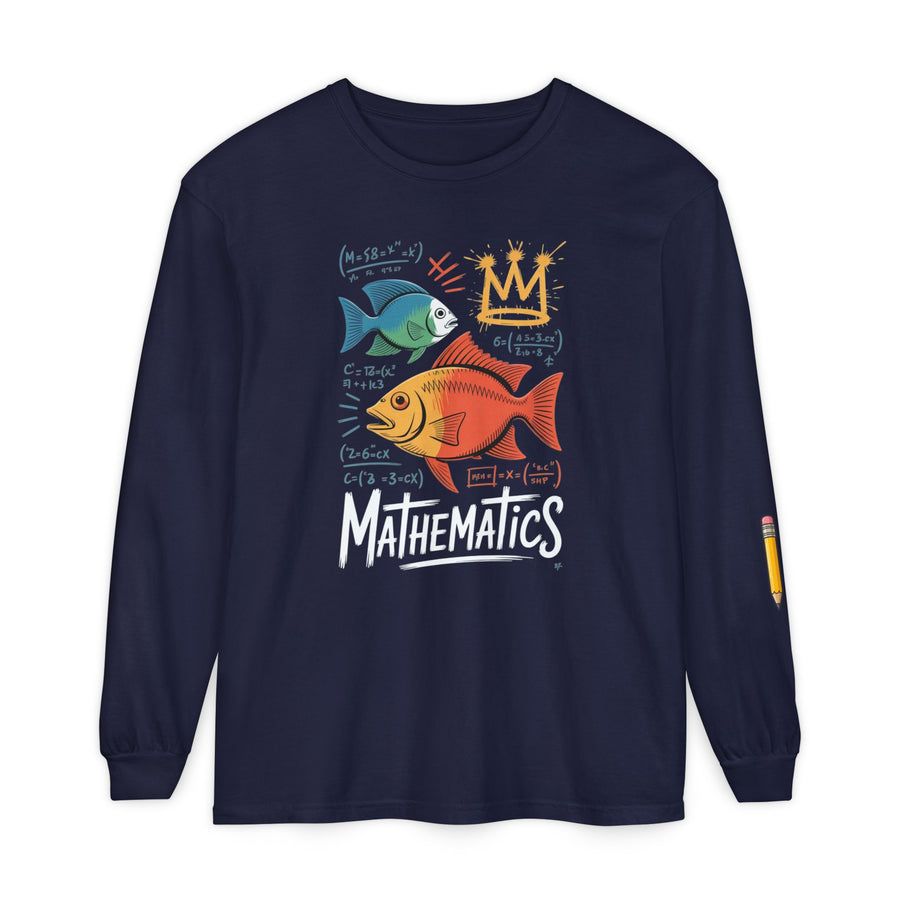 Fish Math Long Sleeve Tee — Cute Brainy Fish Graphic Shirt