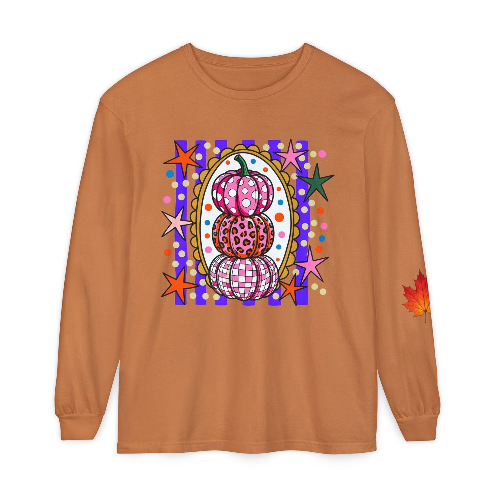 Autumn Pop Art Pumpkin Long Sleeve Shirt