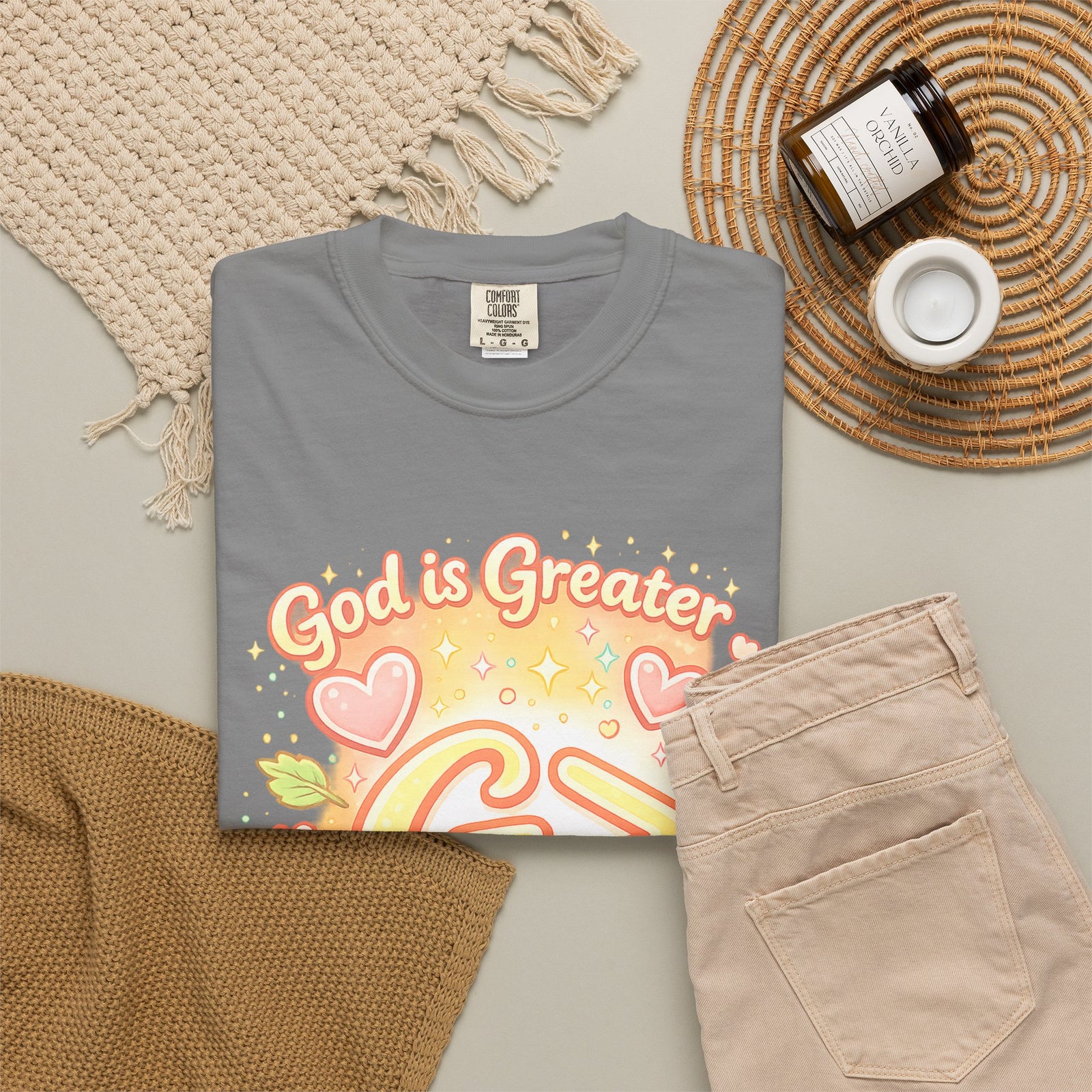 God's Greater Tee — Cute Floral Christian Graphic T-Shirt