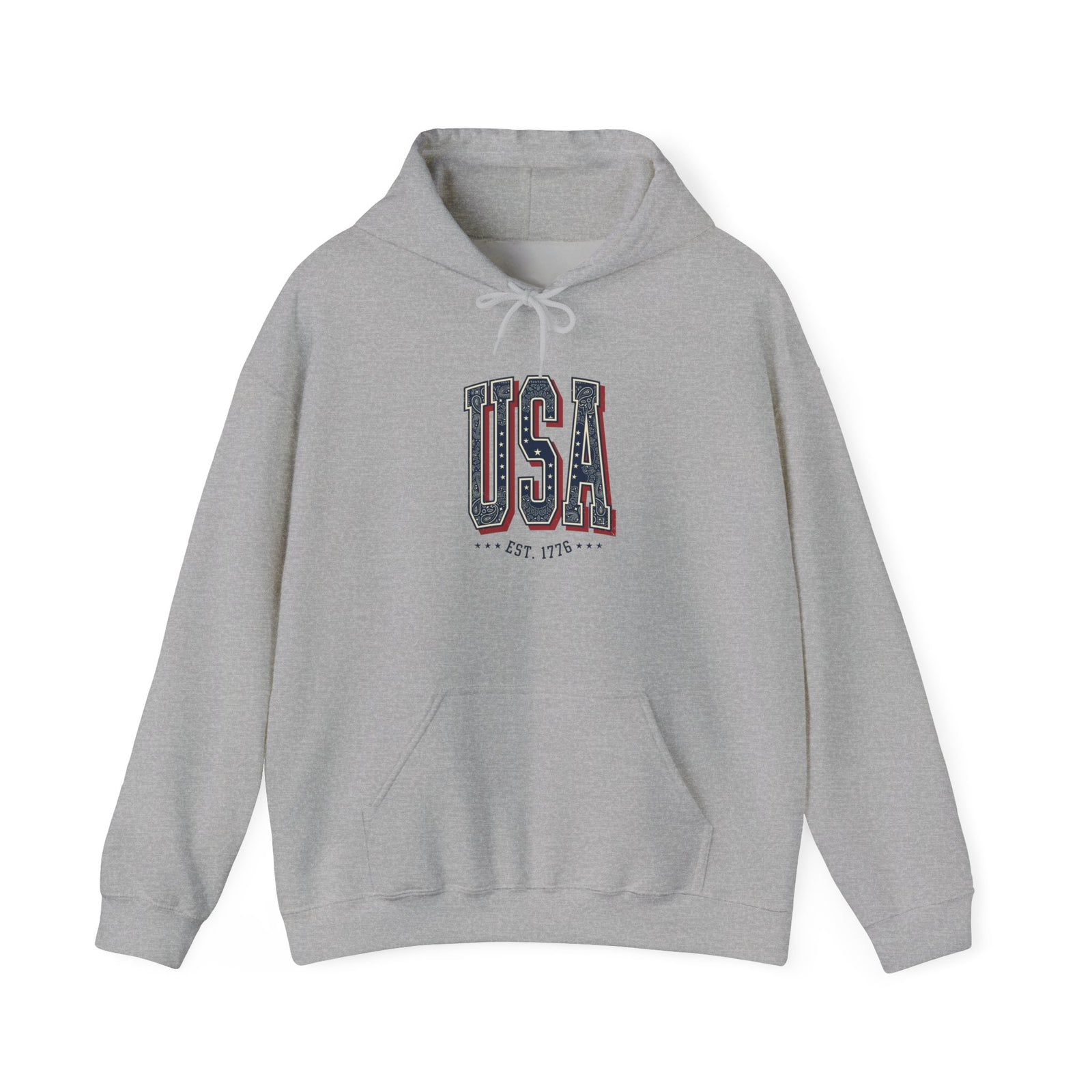 USA Arch Retro Typography Hoodie | 4th of July Vintage Americana