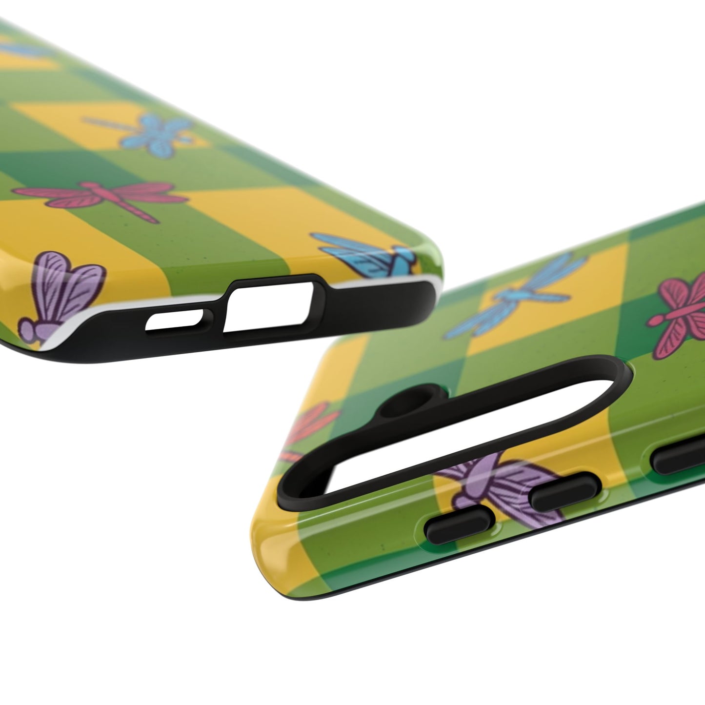 Dragonfly Check Phone Case — Colorful Plaid Protective Tough Case