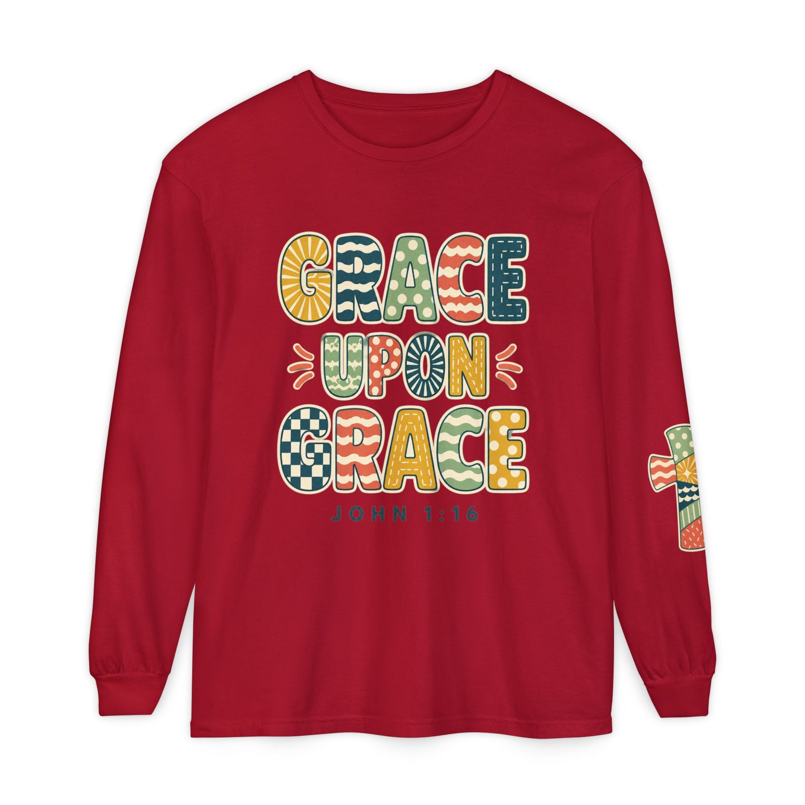 Grace Upon Grace Long Sleeve T-Shirt — John 1:16 Christian Tee