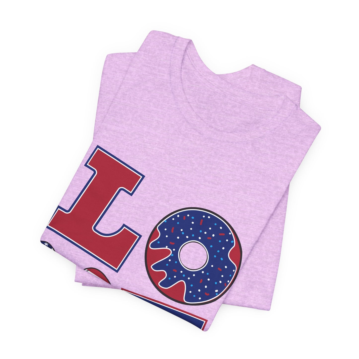 Patriotic LOVE T-Shirt — American Flag Donut & Flip-Flop Fourth of July Tee