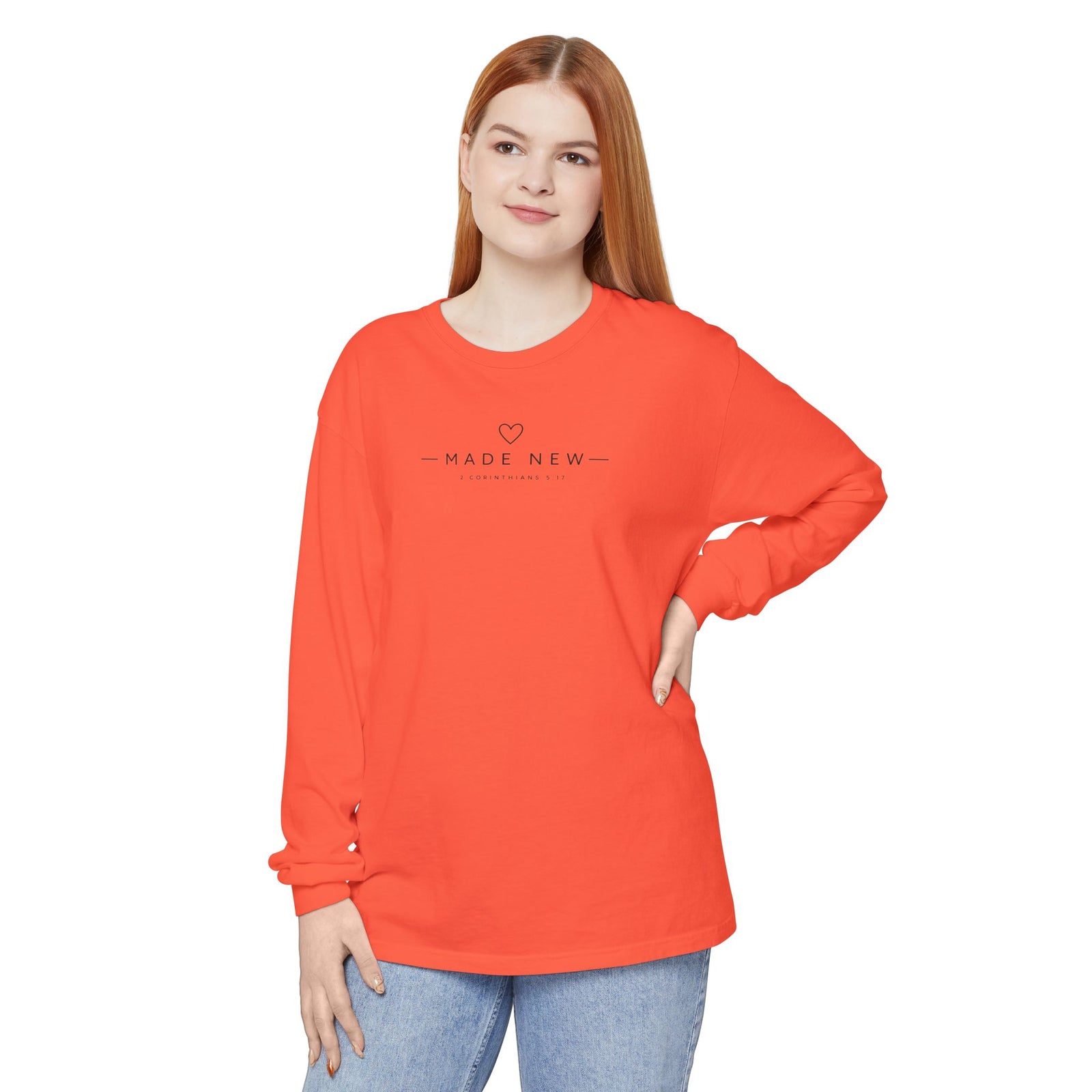 Made New Long Sleeve T-Shirt — Minimal Christian Faith Graphic
