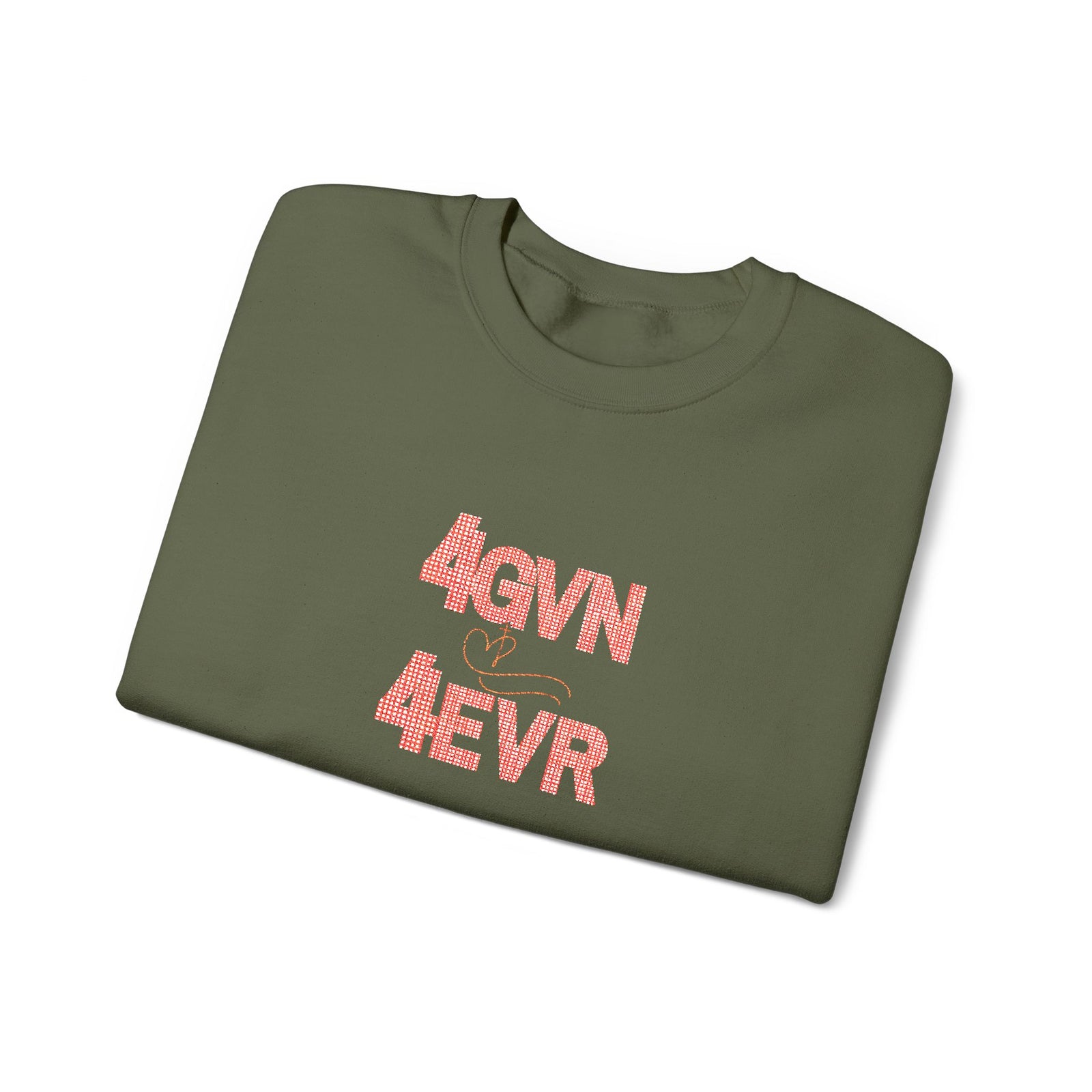 Crewneck Sweatshirt — 'AGAIN NEVER' Floral Text Design, White Cozy Pullover