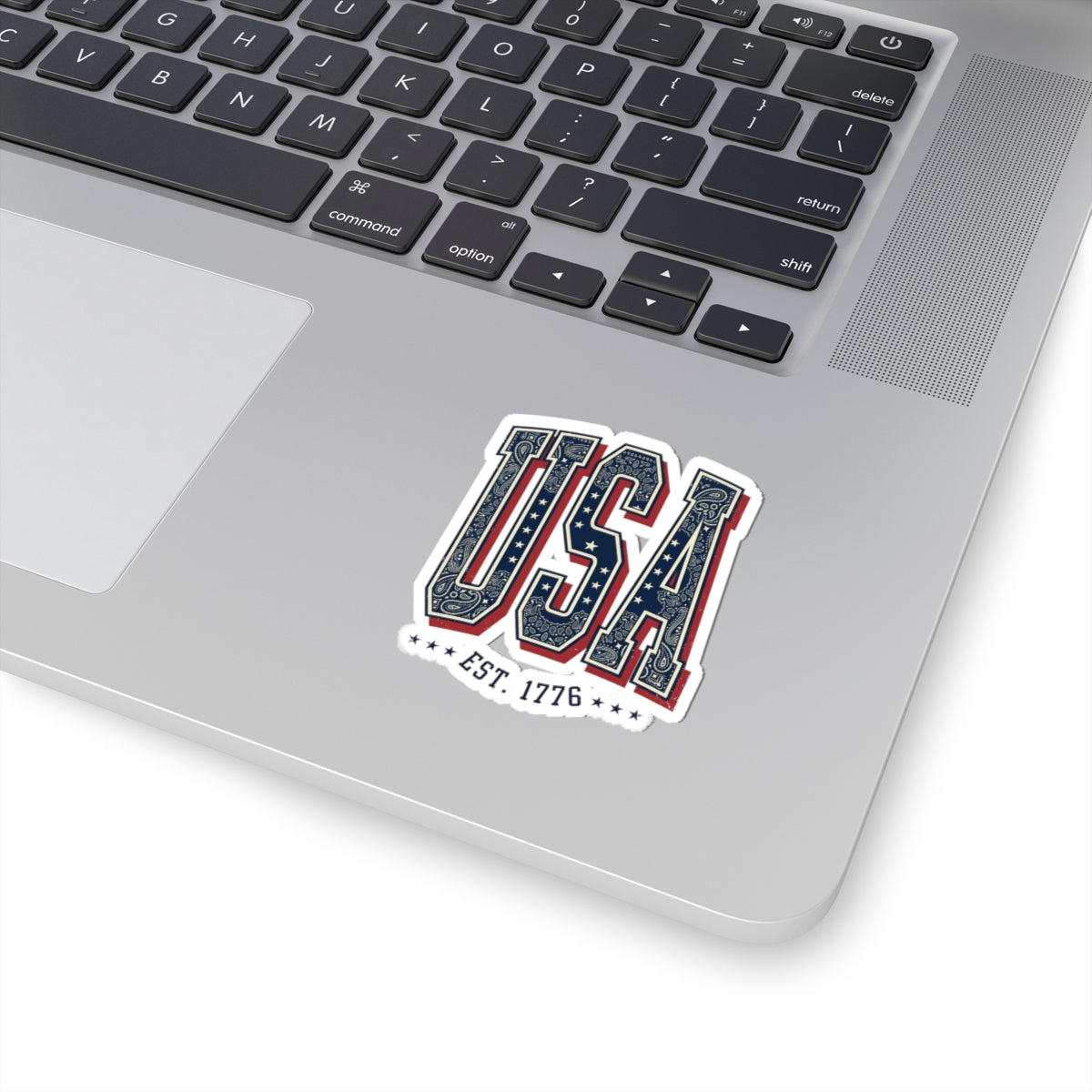 USA Patriotic Bandana Lettering Sticker | 4th of July Vintage Americana