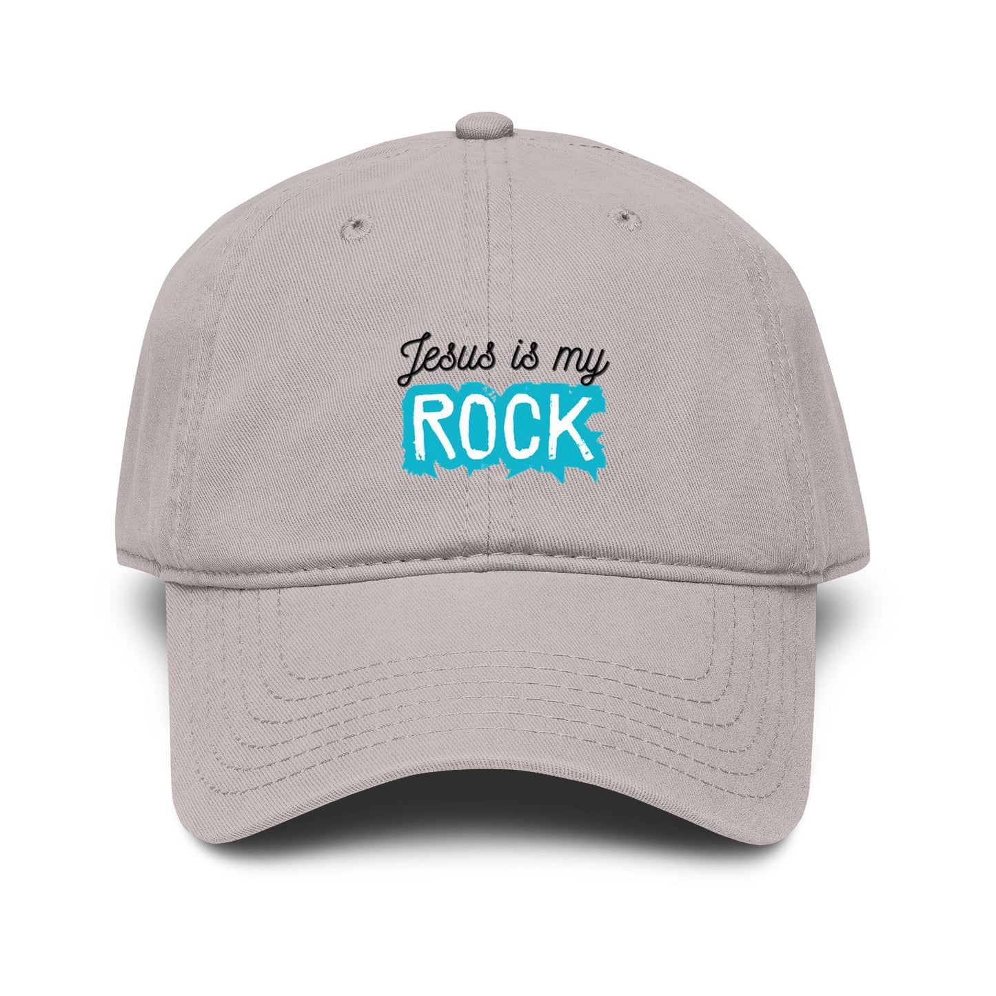 Jesus Is My Rock Baseball Cap — Embroidered Faith Hat