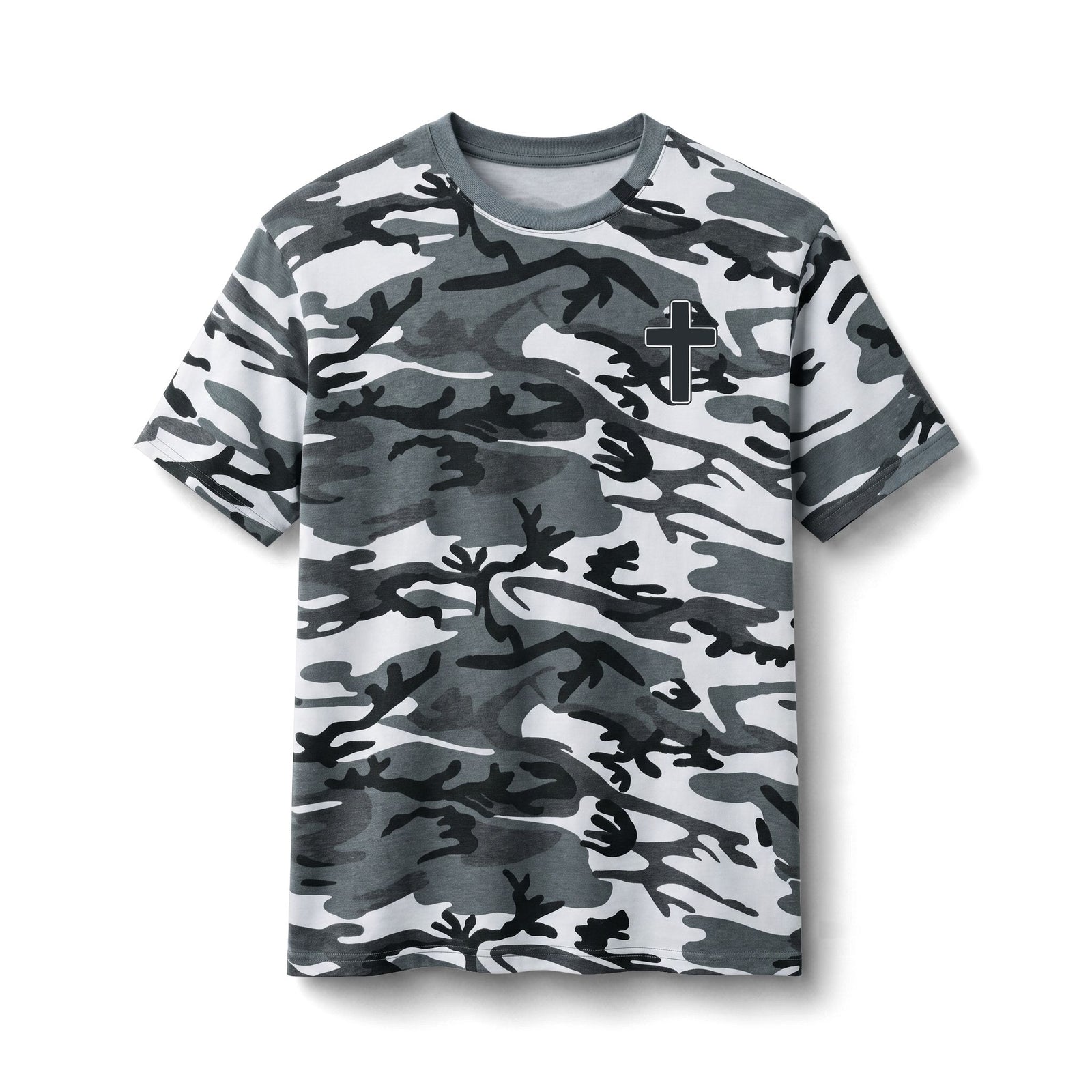 Camo Cross Tee – "Made to worship in All Seasons" Graphic Cotton Shirt