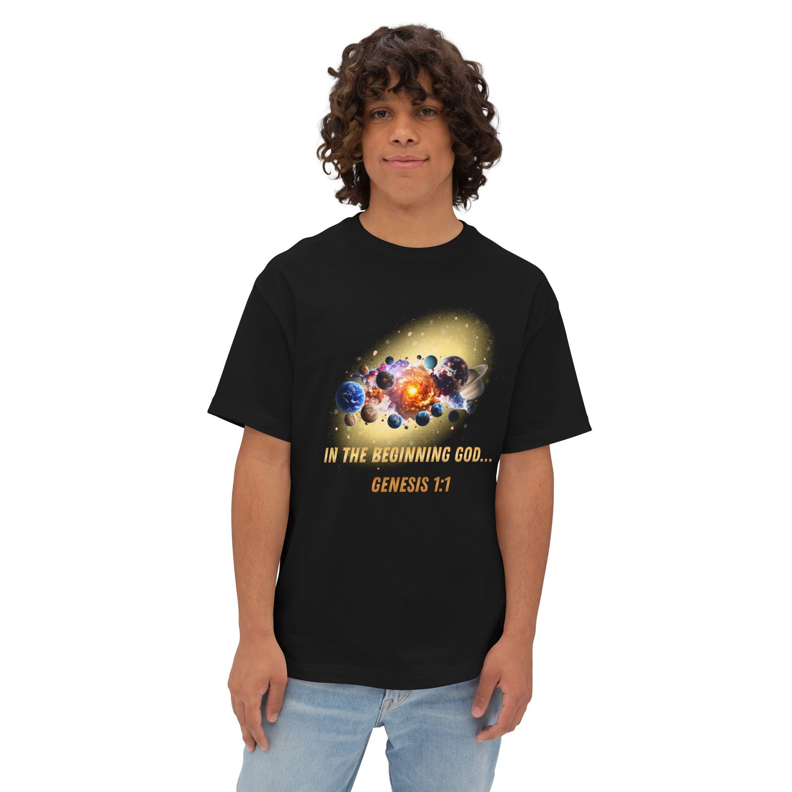 Genesis 1:1 Creation Tee — Cosmic Bible Verse T-Shirt