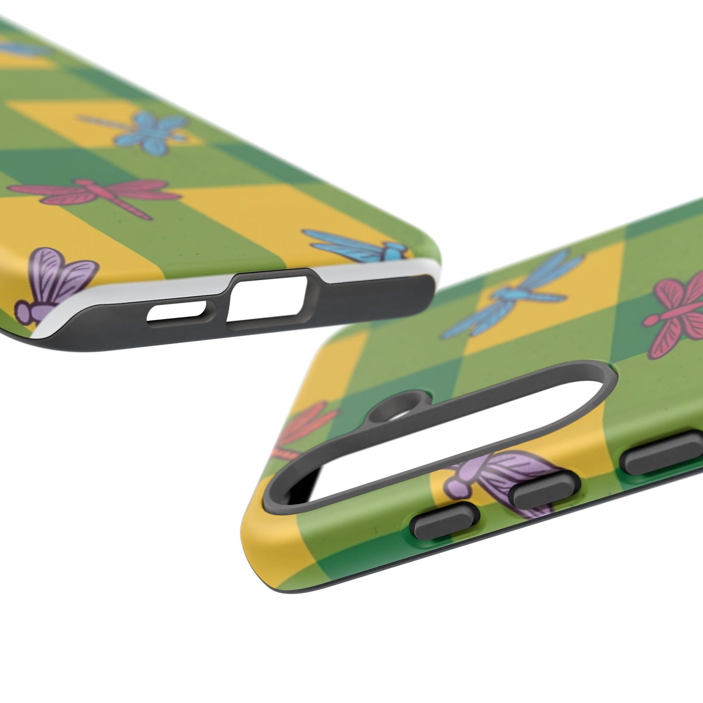 Dragonfly Check Phone Case — Colorful Plaid Protective Tough Case