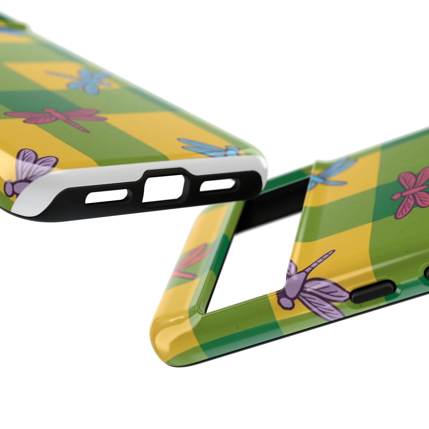 Dragonfly Check Phone Case — Colorful Plaid Protective Tough Case