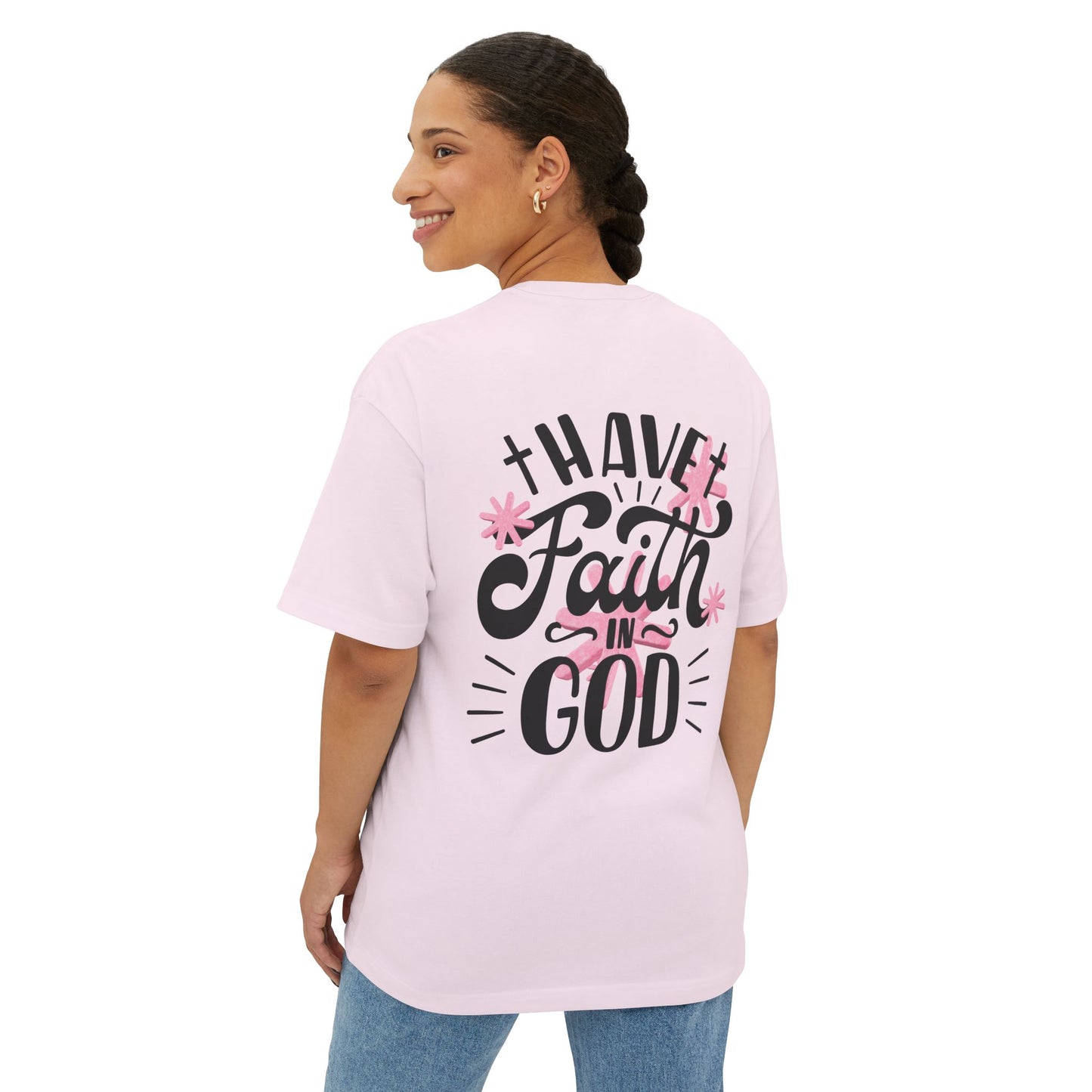 Faith In God Boxy Tee — Floral Christian Graphic T-Shirt