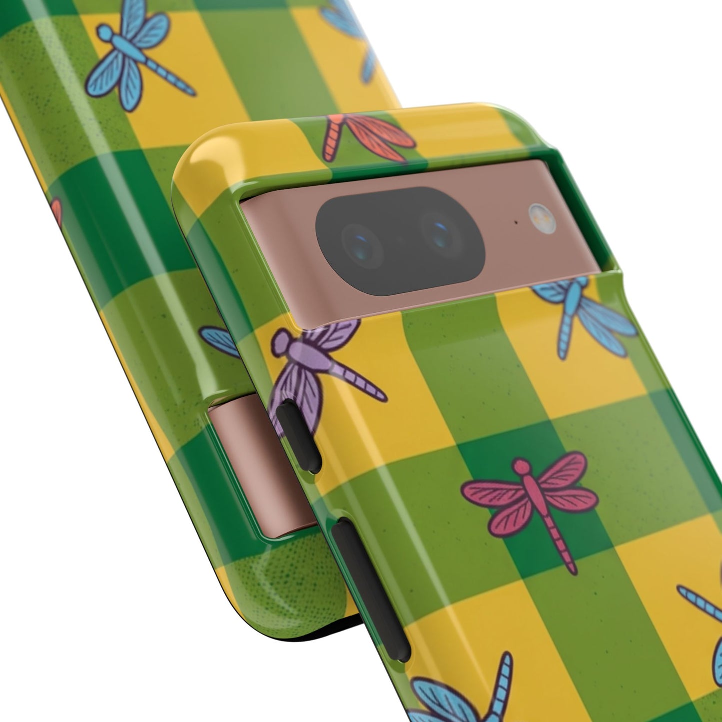 Dragonfly Check Phone Case — Colorful Plaid Protective Tough Case