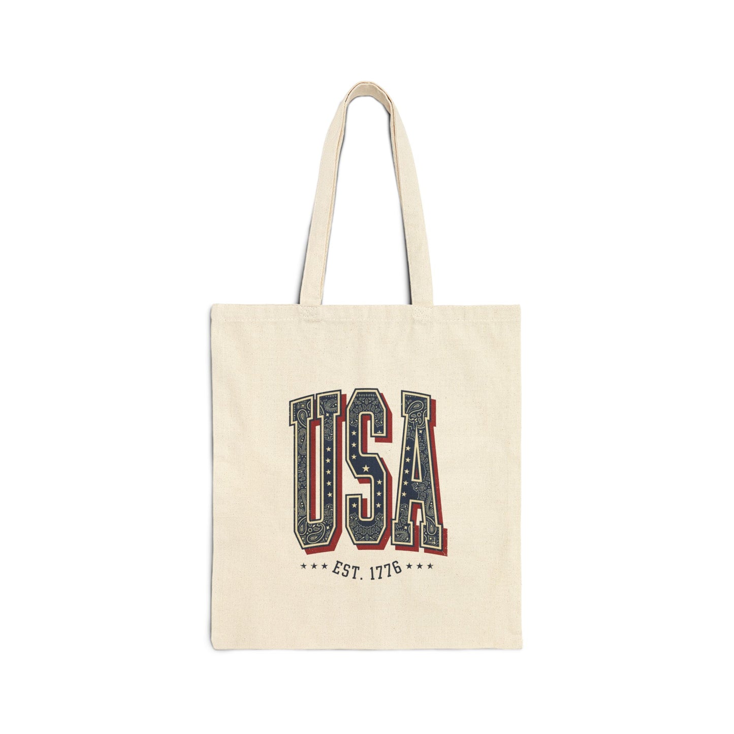 Vintage USA Typography Tote | 4th of July, Americana Canvas