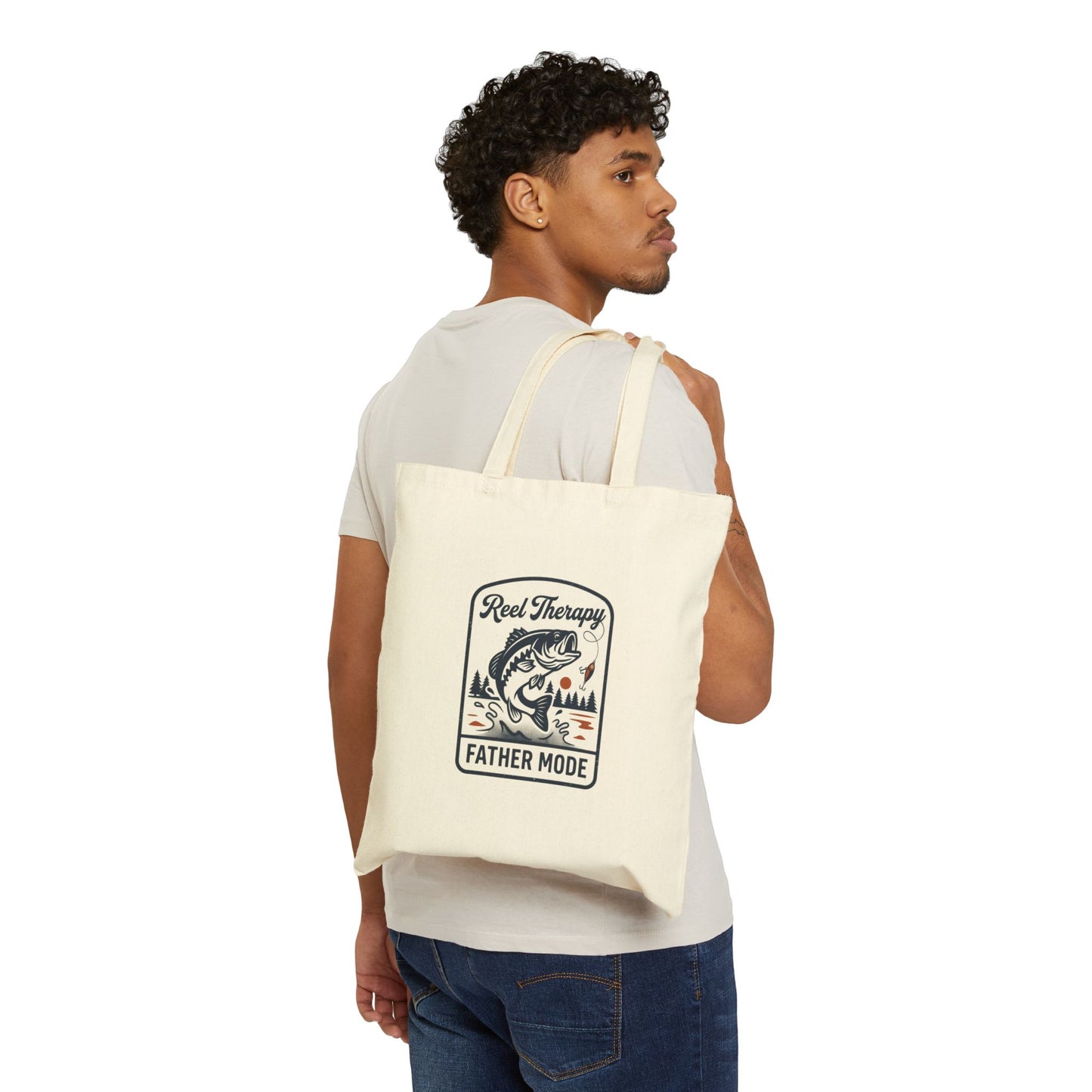 Reel Therapy Fishing Tote Bag | Father Mode, Retro Dad Fishing Design