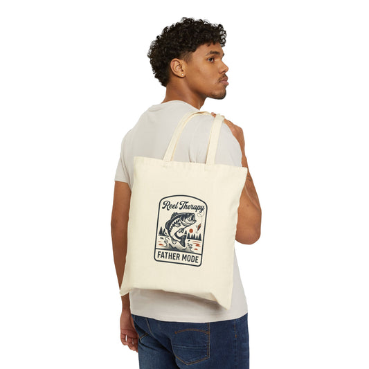Reel Therapy Fishing Tote Bag | Father Mode, Retro Dad Fishing Design