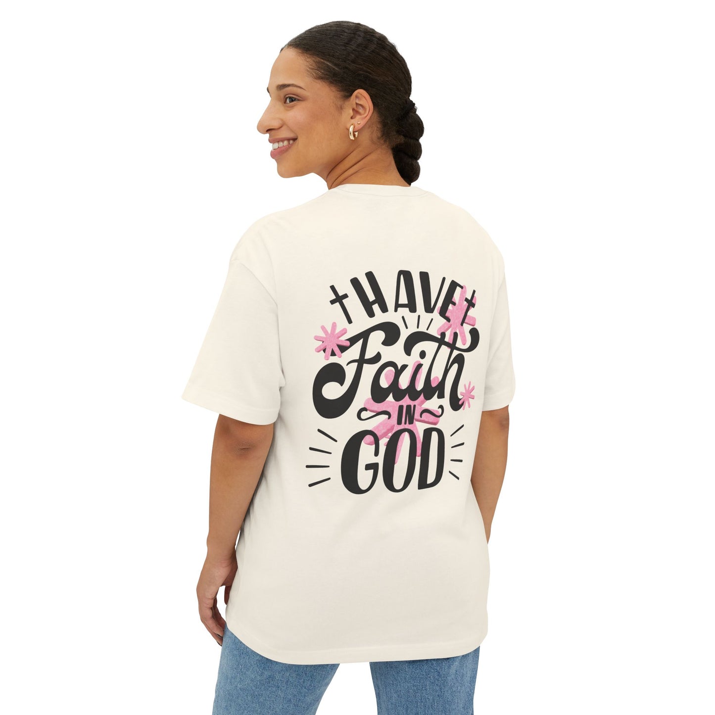 Faith In God Boxy Tee — Floral Christian Graphic T-Shirt
