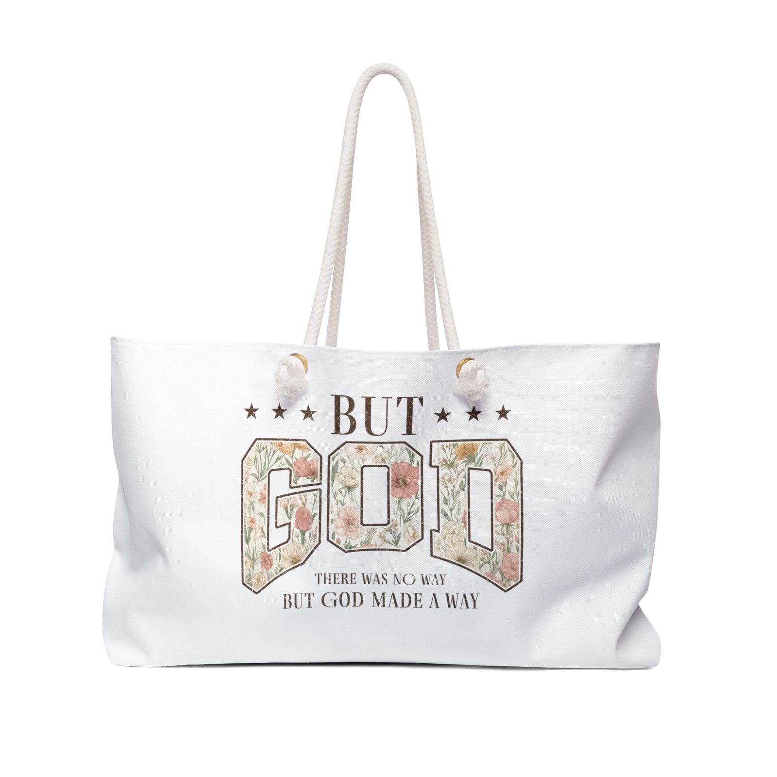But God Floral Weekender Bag — Inspirational Christian Travel Tote