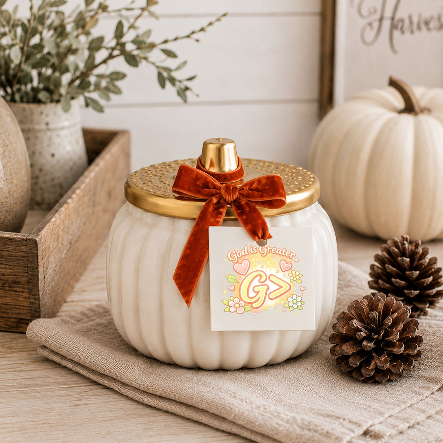 Ivory Harvest Ceramic Pumpkin Candle