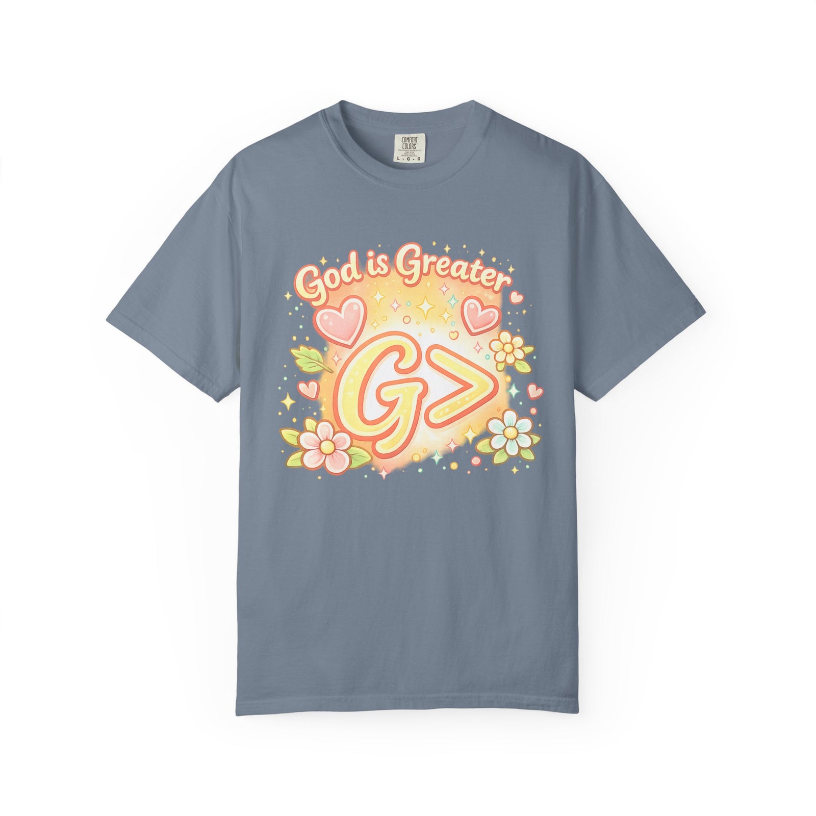 God's Greater Tee — Cute Floral Christian Graphic T-Shirt