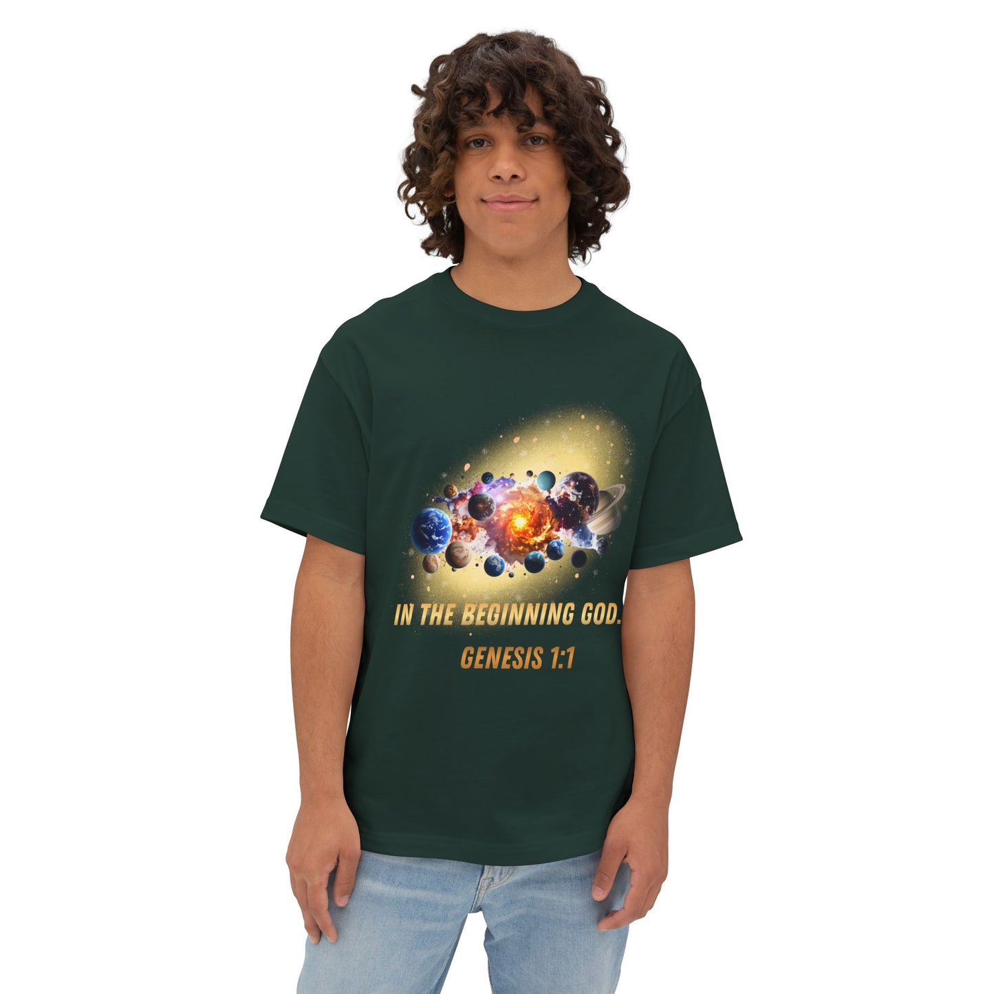Genesis 1:1 Creation Tee — Cosmic Bible Verse T-Shirt