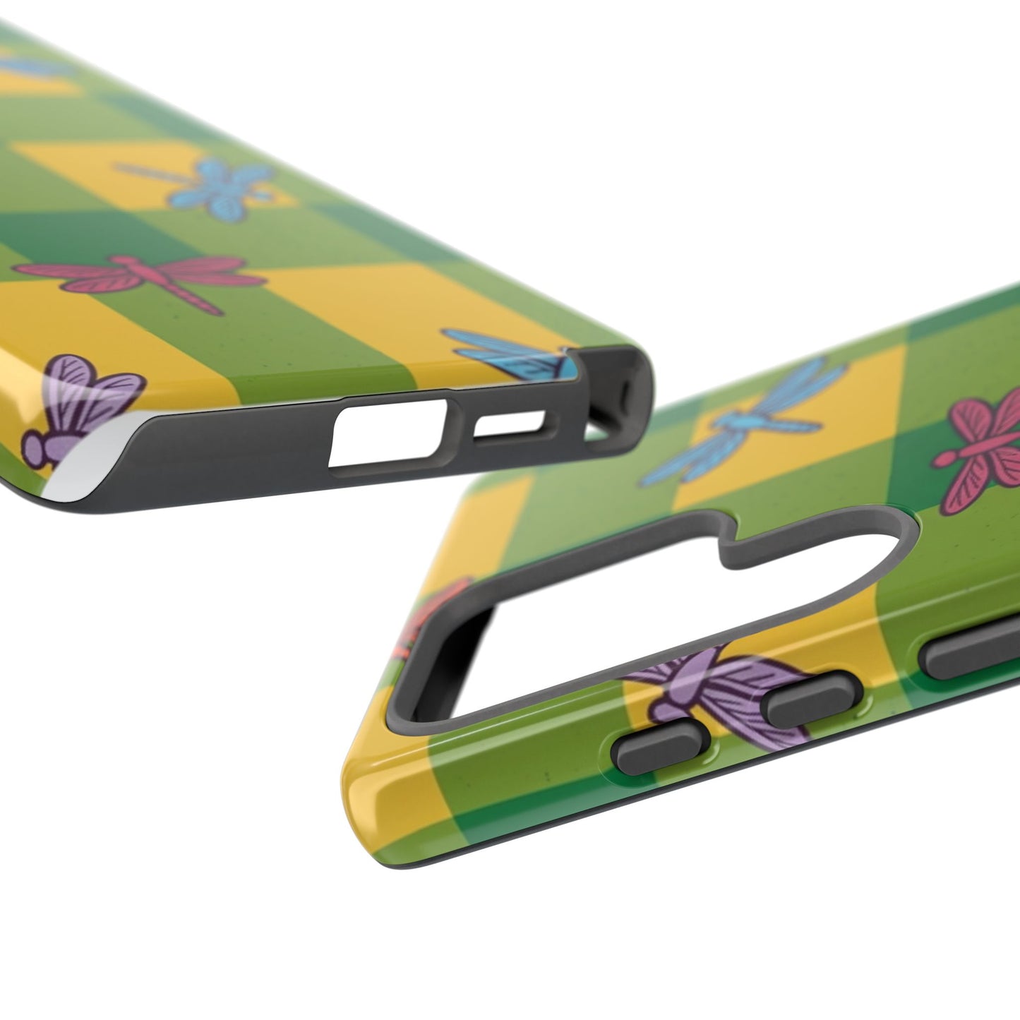 Dragonfly Check Phone Case — Colorful Plaid Protective Tough Case