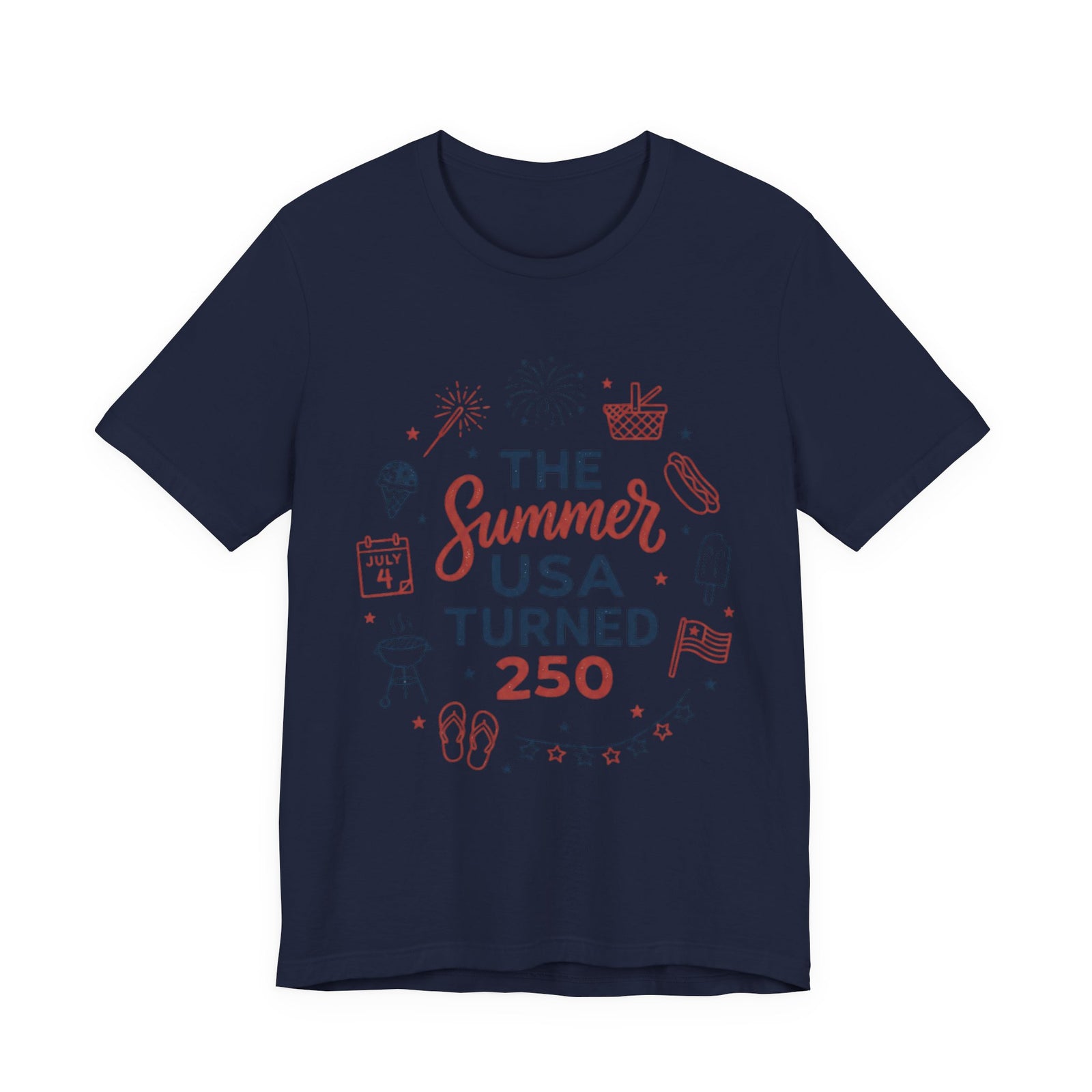 Patriotic Summer USA 250 Tee | Vintage Americana stars, red white blue