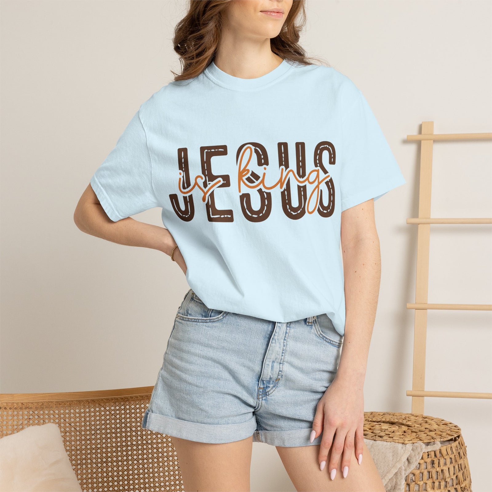 Jesus Loving T-Shirt — Faith-Based Graphic Tee with Script & Block Lettering
