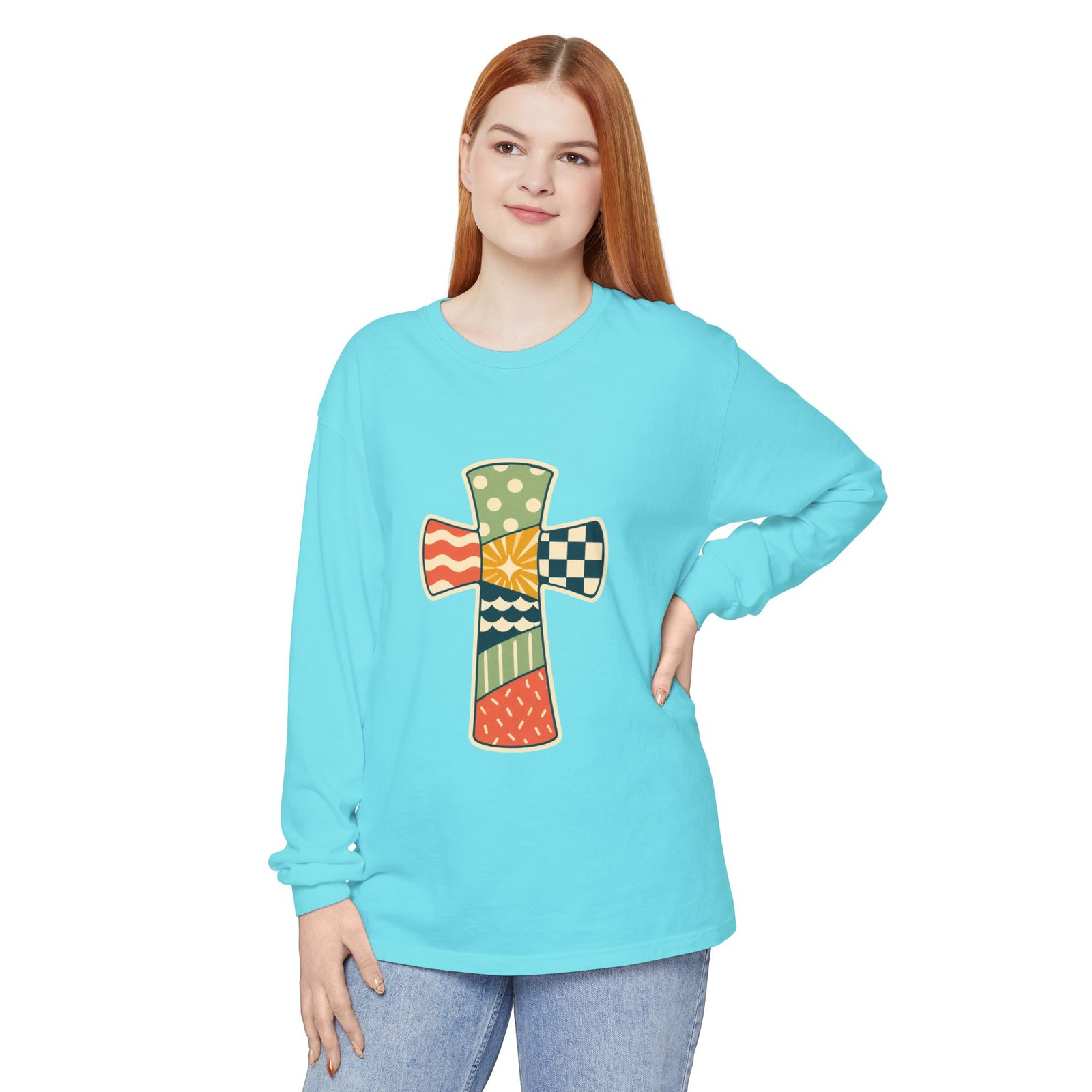 Patchwork Cross Long Sleeve T-Shirt