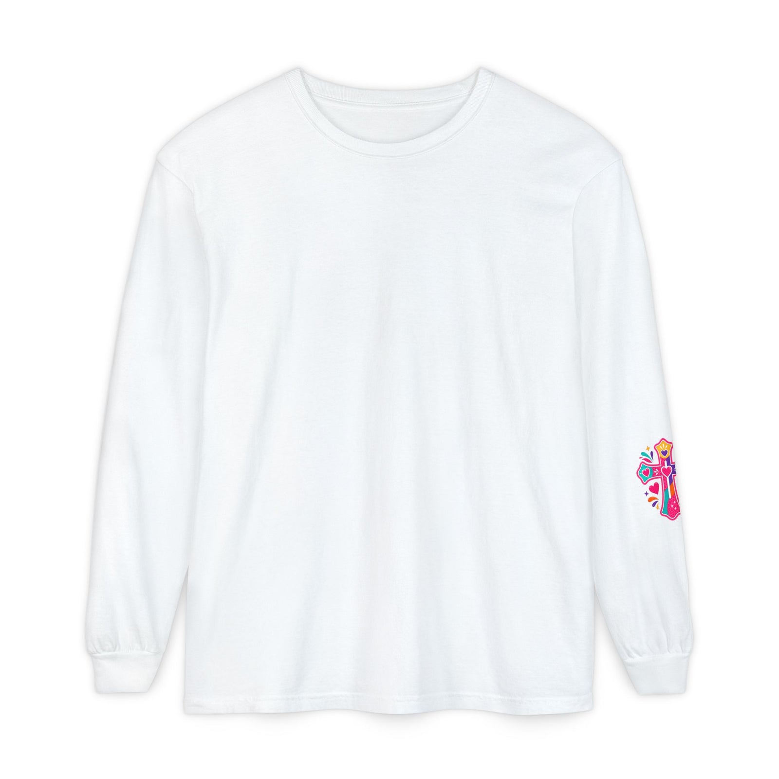 Long Sleeve Tee - "BEWARE Powered by Prayer and Grace of God" Colorful Faith Tee
