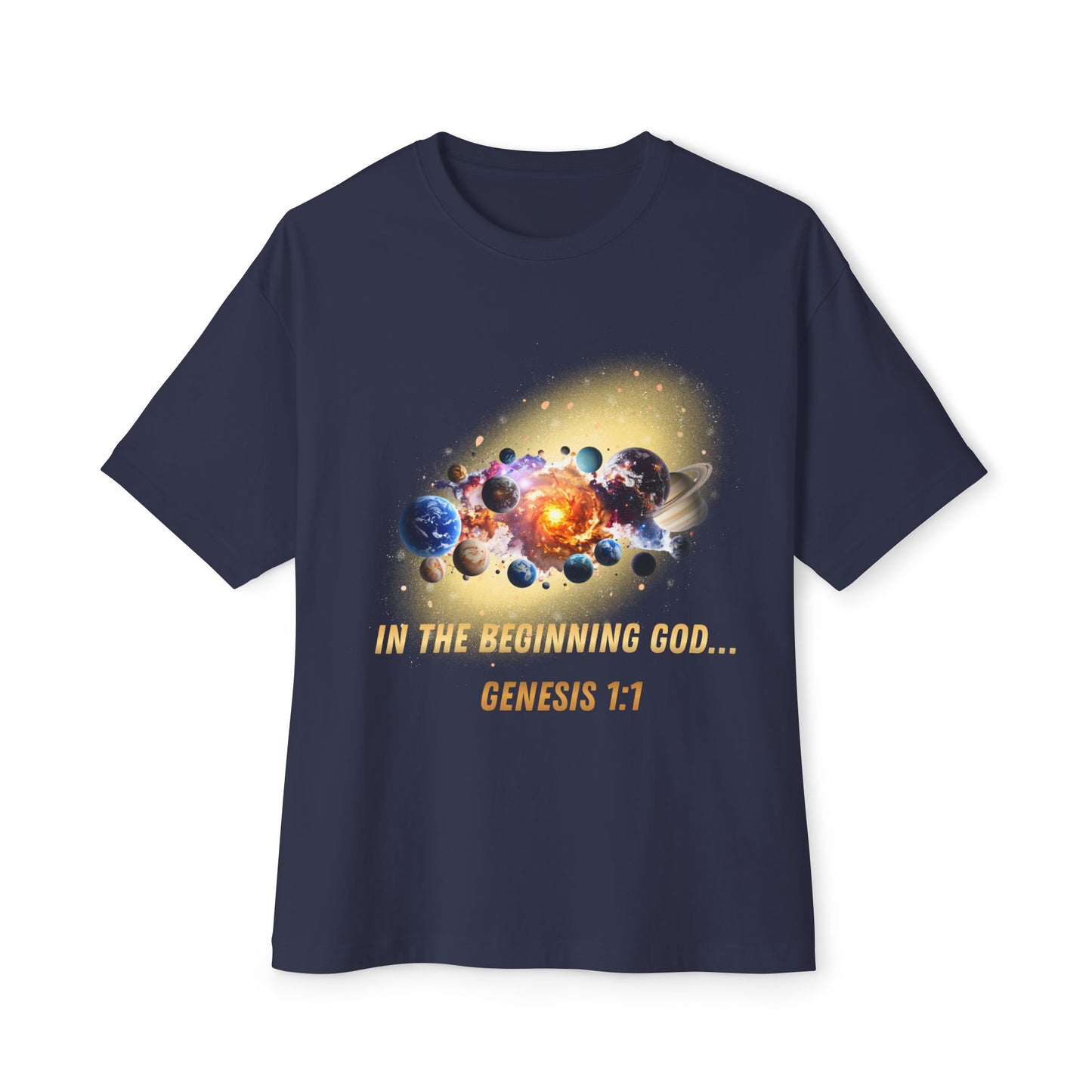 Genesis 1:1 Creation Tee — Cosmic Bible Verse T-Shirt