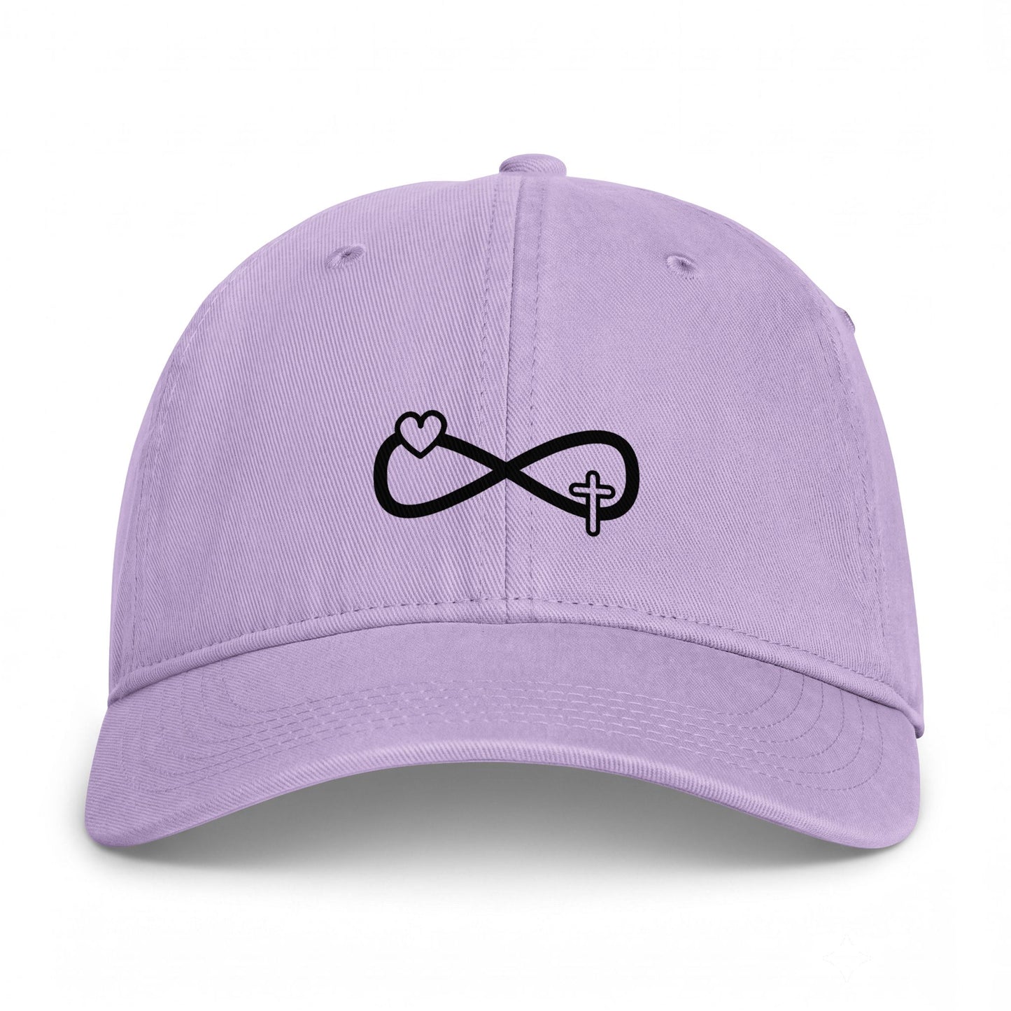 Infinity Heart & Cross Embroidered Cap — Coastal Washed Baseball Hat