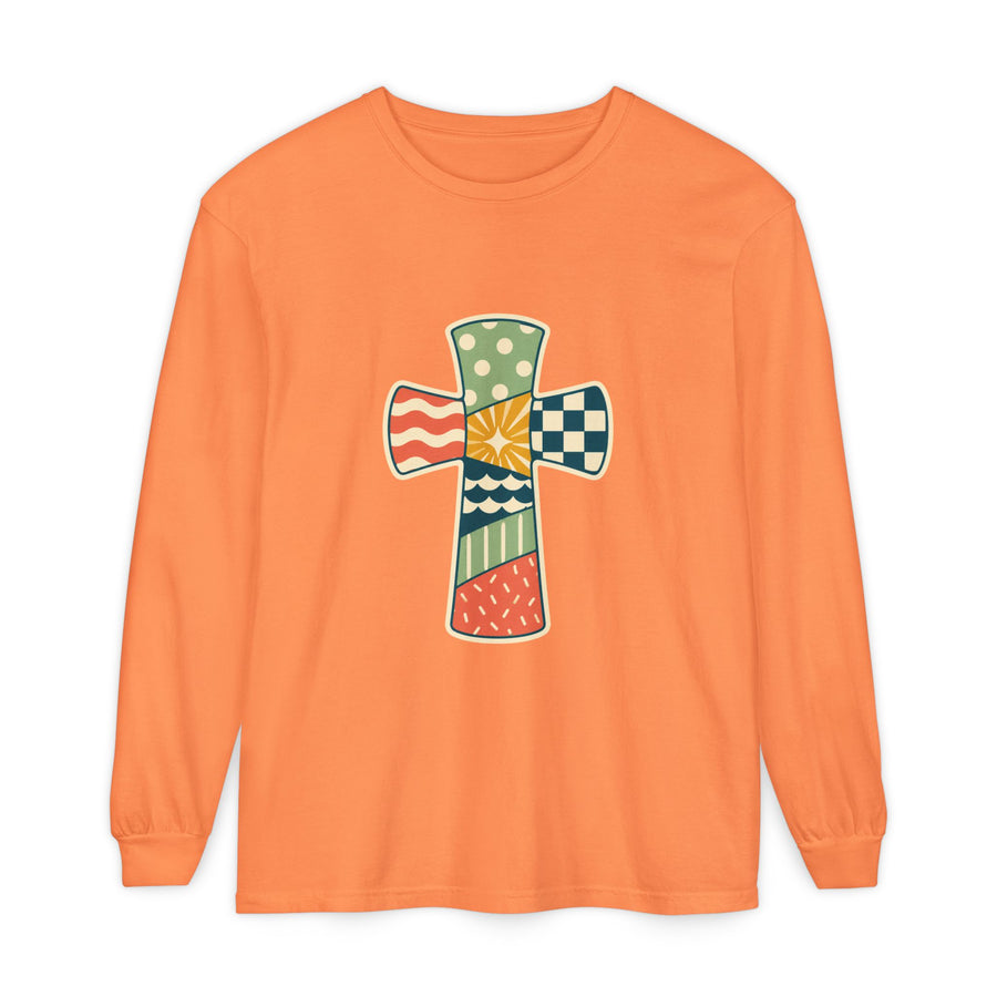 Patchwork Cross Long Sleeve T-Shirt