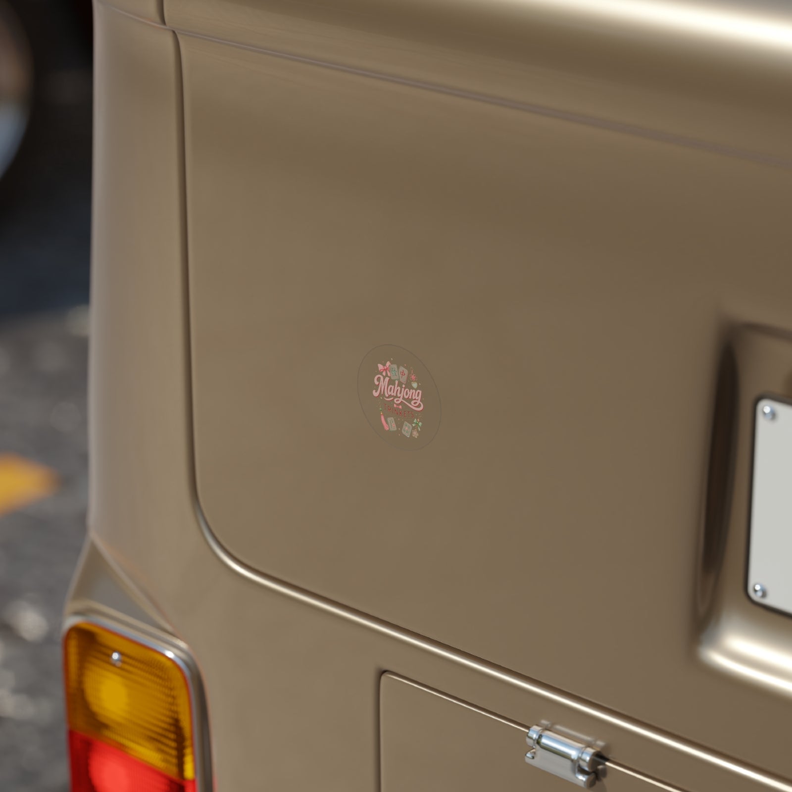 Mahjong Trinkets Round Sticker — Transparent Outdoor Vinyl