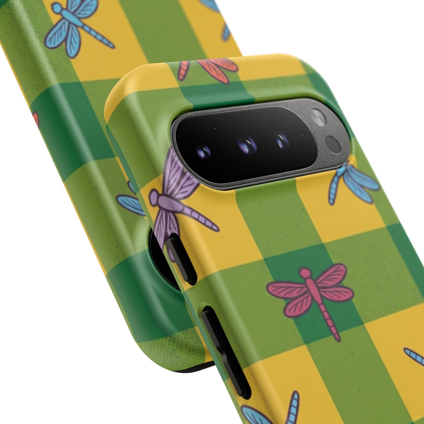 Dragonfly Check Phone Case — Colorful Plaid Protective Tough Case