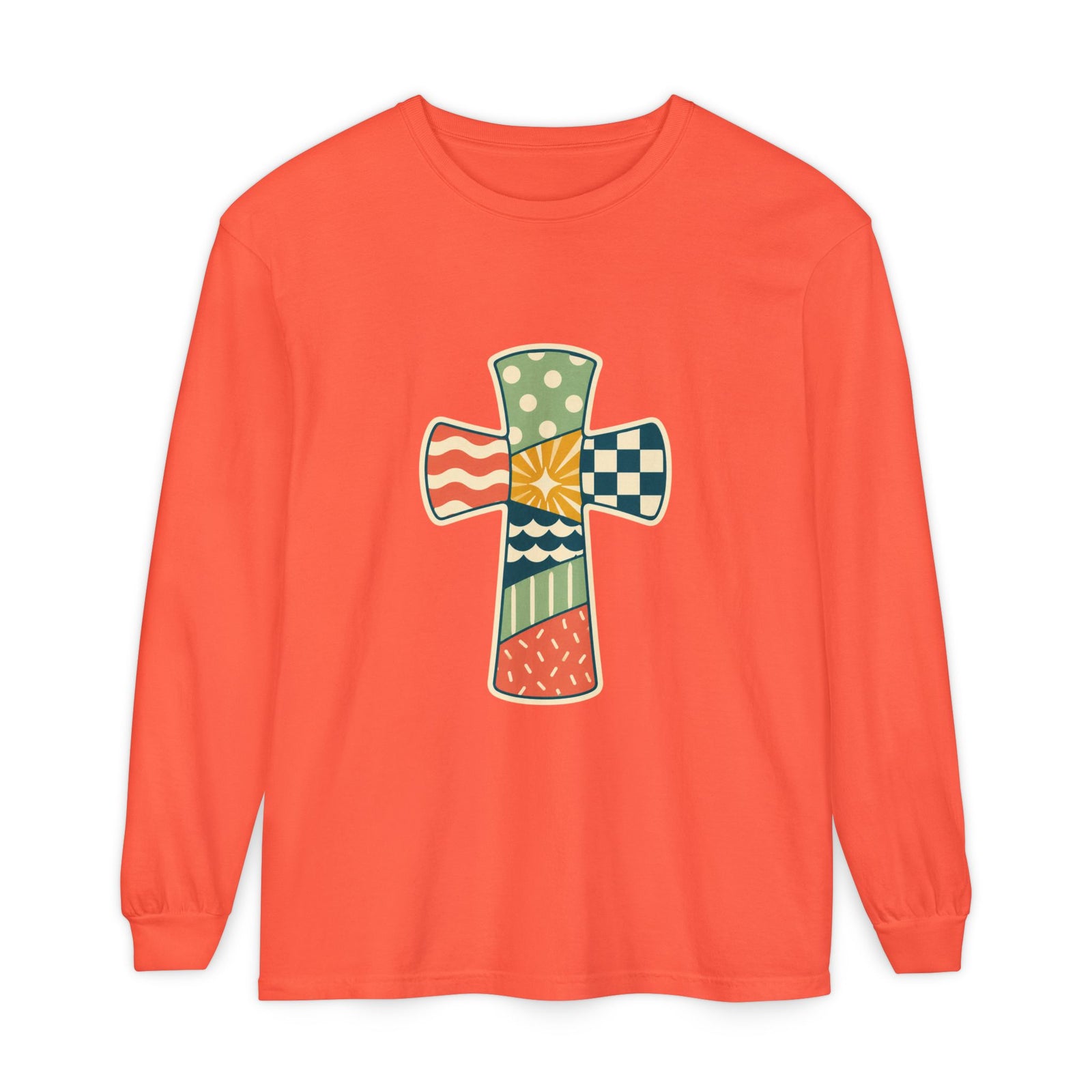 Patchwork Cross Long Sleeve T-Shirt