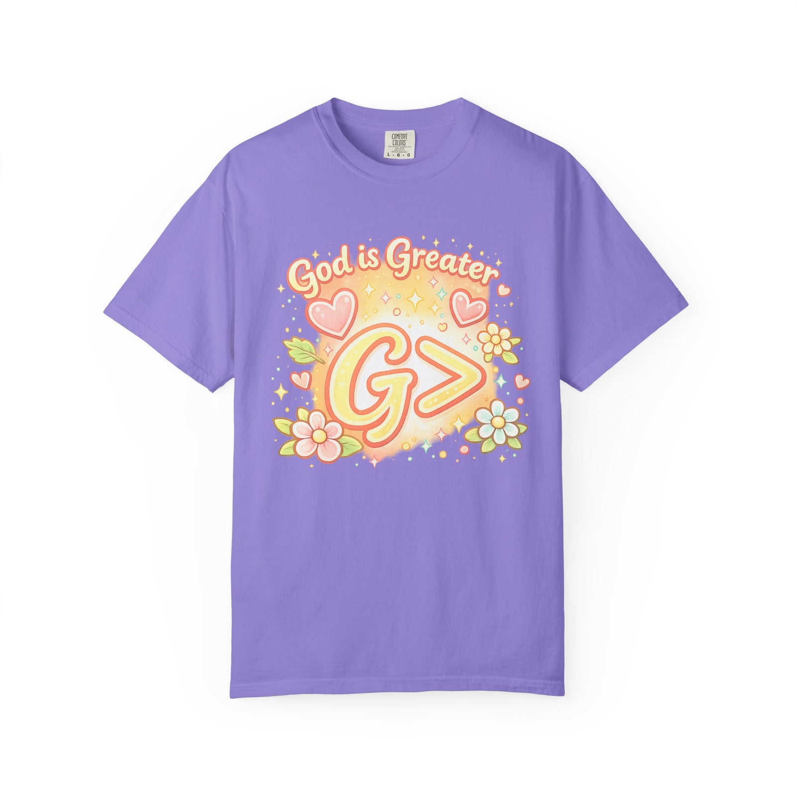 God's Greater Tee — Cute Floral Christian Graphic T-Shirt