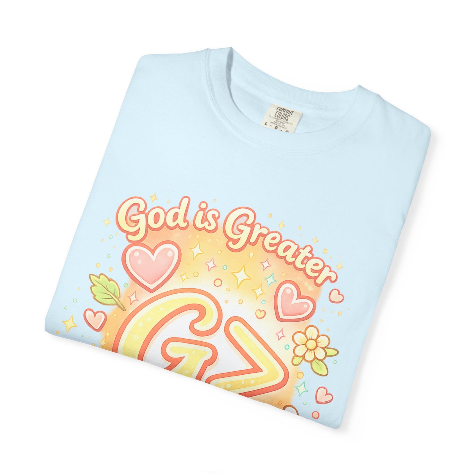 God's Greater Tee — Cute Floral Christian Graphic T-Shirt