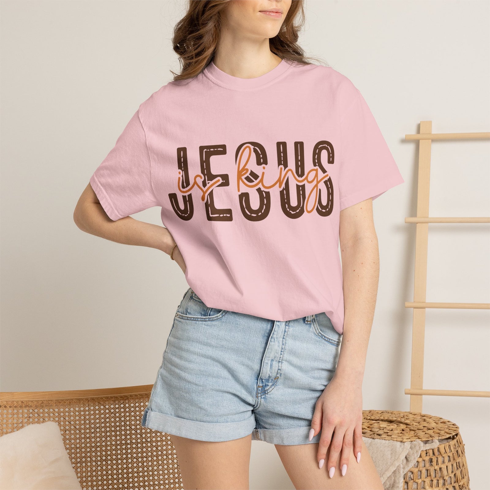 Jesus Loving T-Shirt — Faith-Based Graphic Tee with Script & Block Lettering