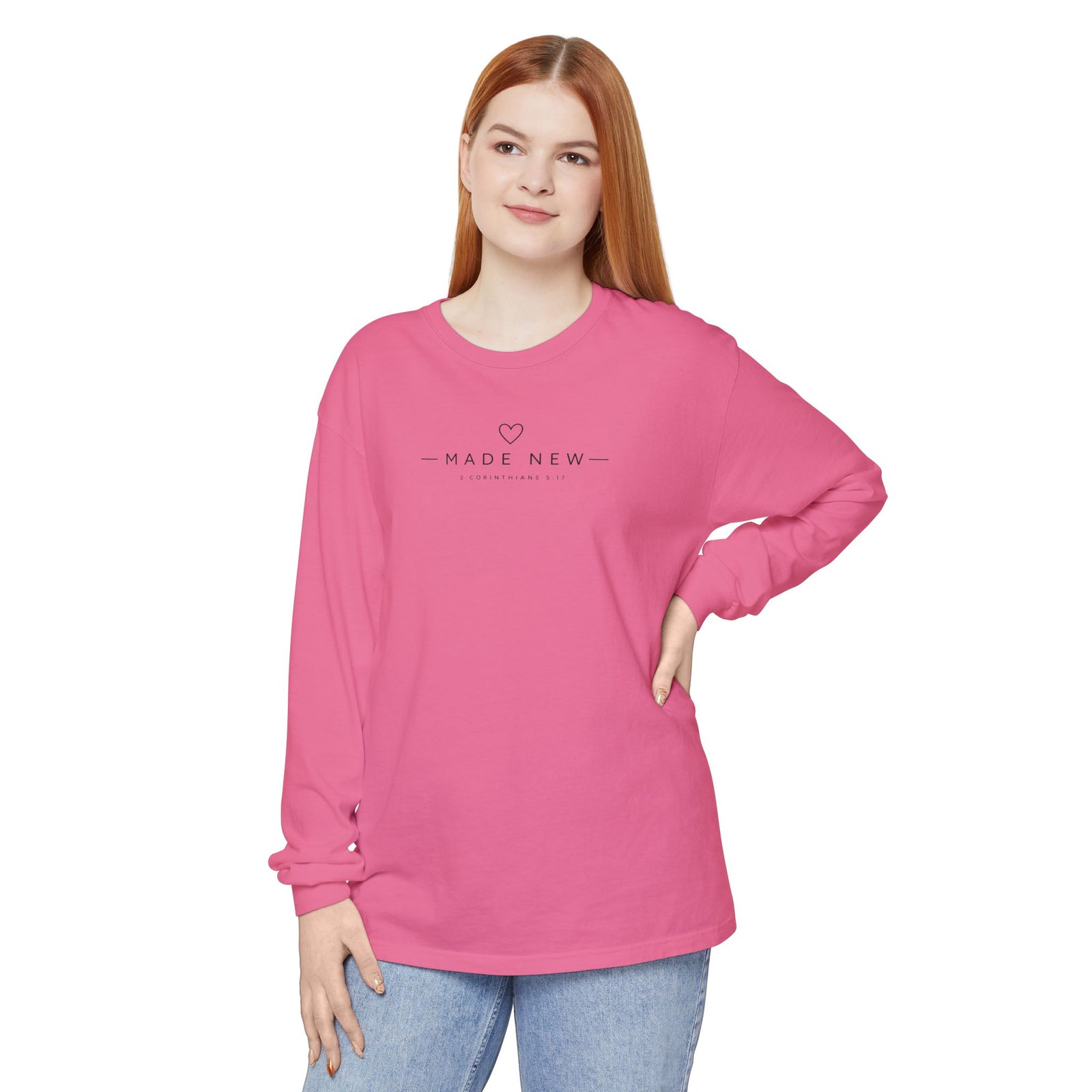 Made New Long Sleeve T-Shirt — Minimal Christian Faith Graphic