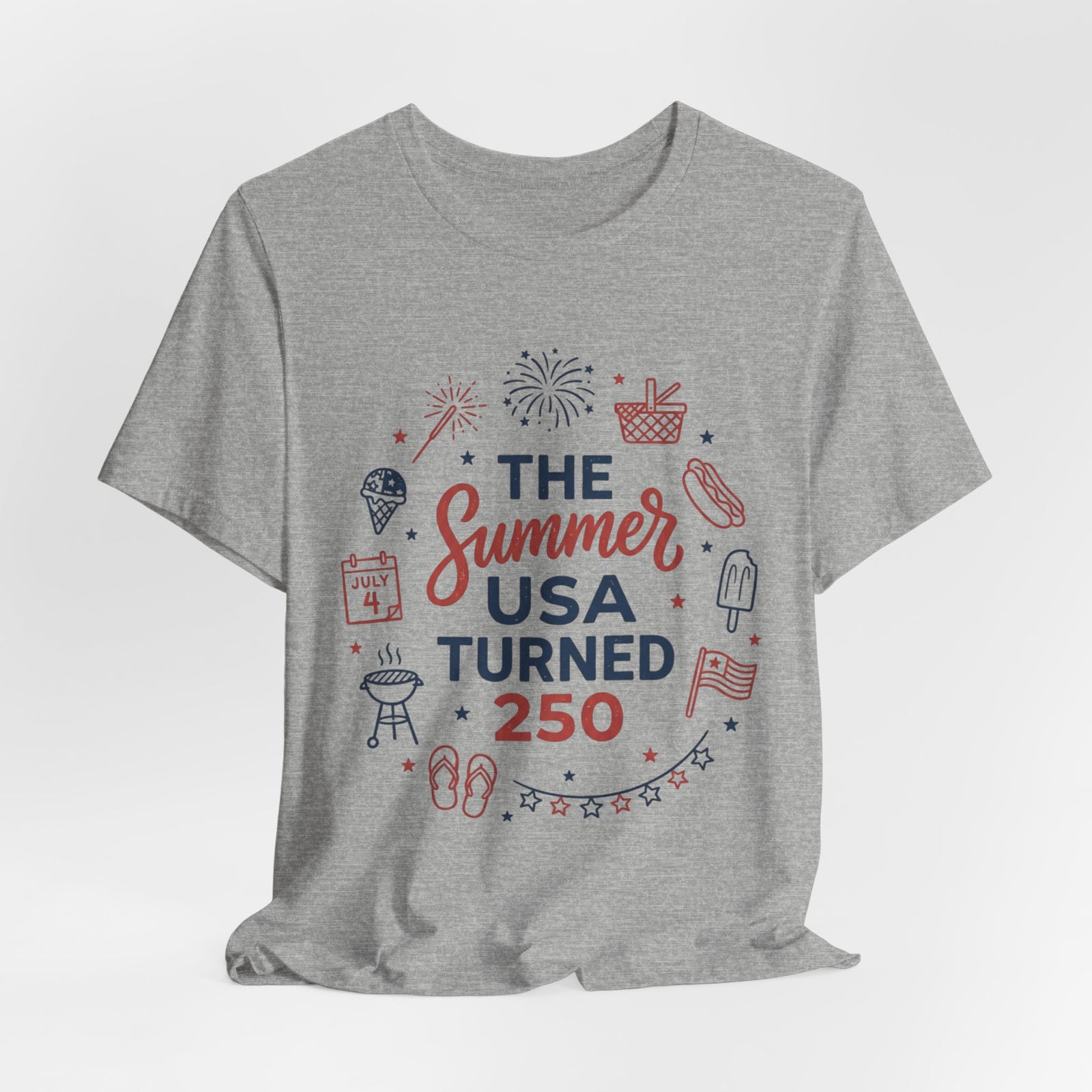 Patriotic Summer USA 250 Tee | Vintage Americana stars, red white blue