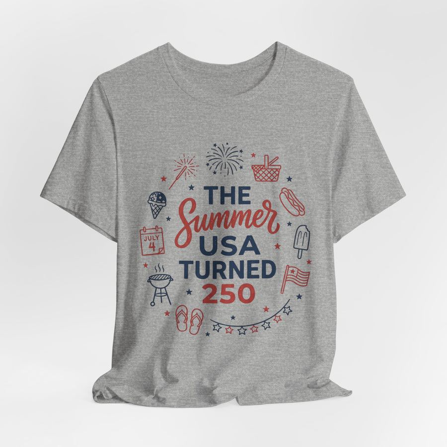 Patriotic Summer USA 250 Tee | Vintage Americana stars, red white blue