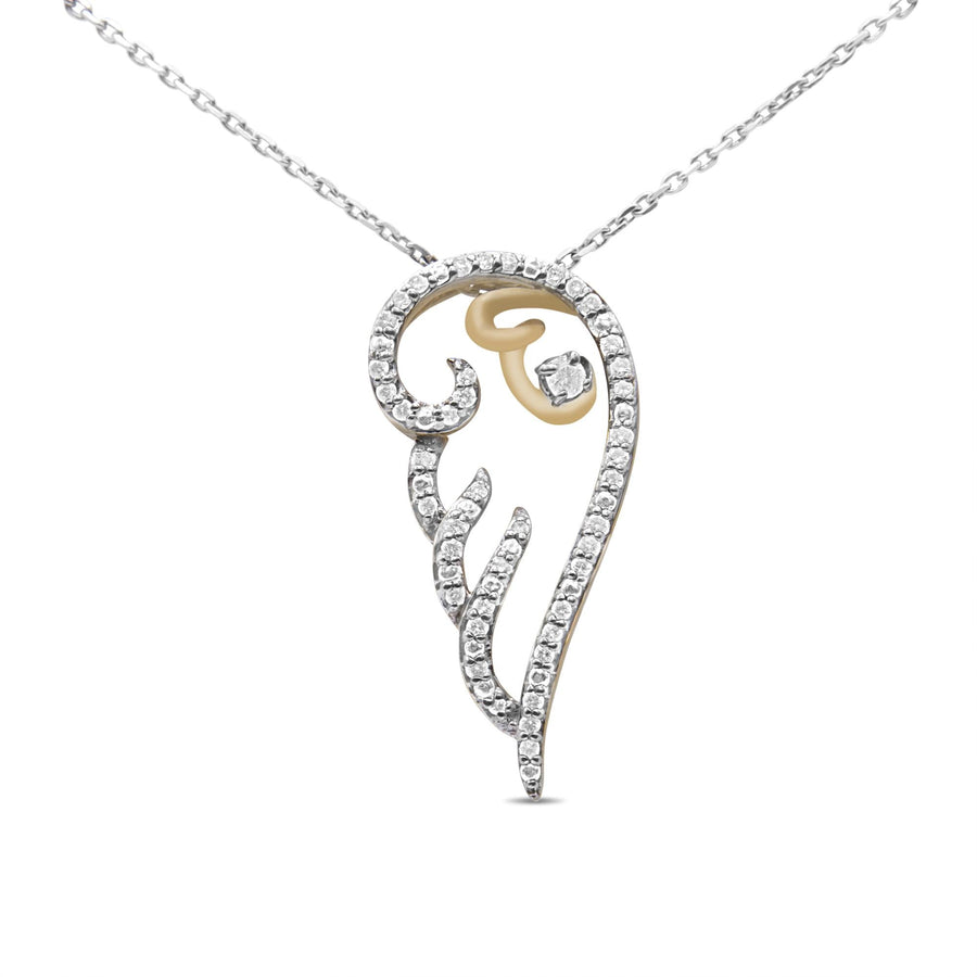 10K Gold-Plated Silver Diamond Angel Wing Necklace