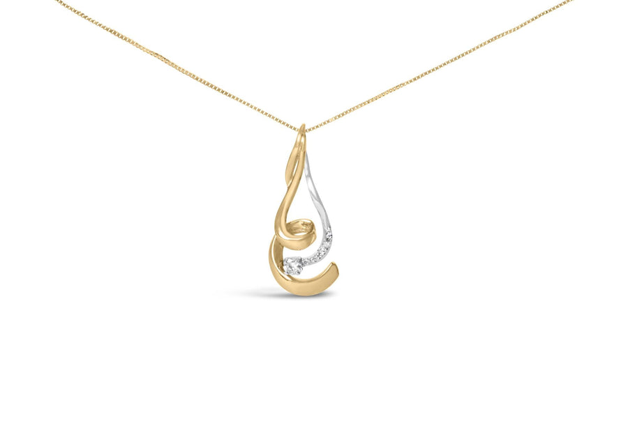 Twirl 10K Dual-Gold Diamond Pendant Necklace