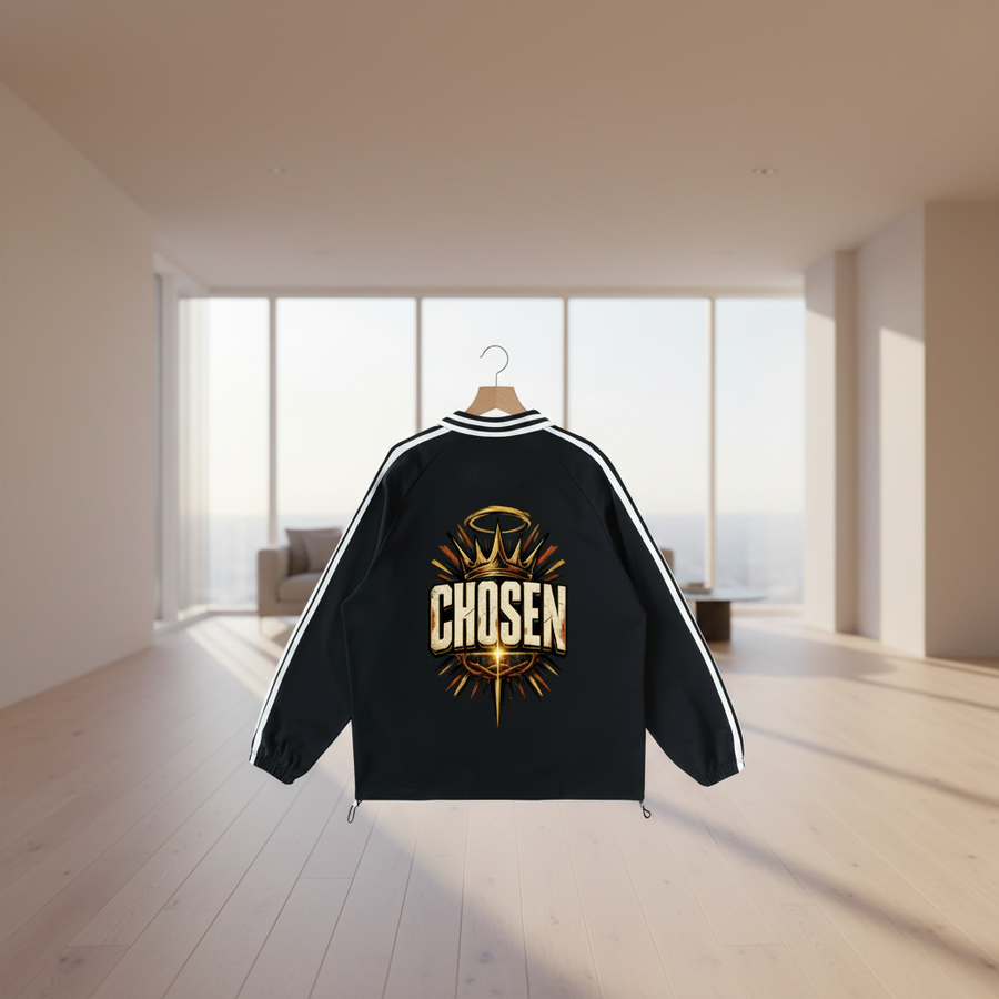 Contrast Striped Lapel Collar Sweatshirt