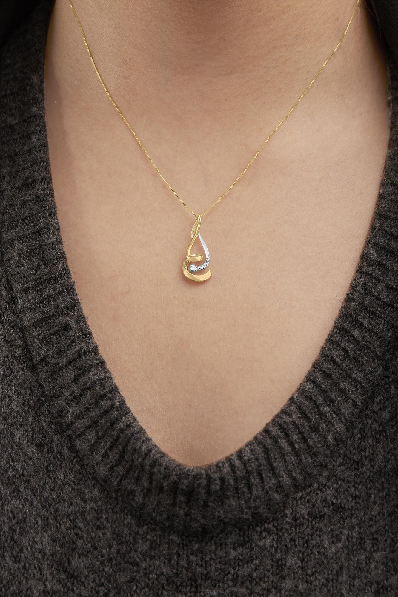 Twirl 10K Dual-Gold Diamond Pendant Necklace